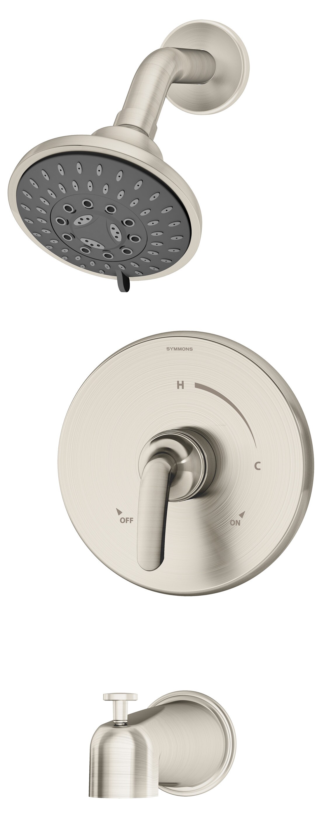 Symmons 5502-STN-1.5-TRM Elm Satin Nickel 1-handle Multi-function 4.1-Inches Round Bathtub and shower Faucet