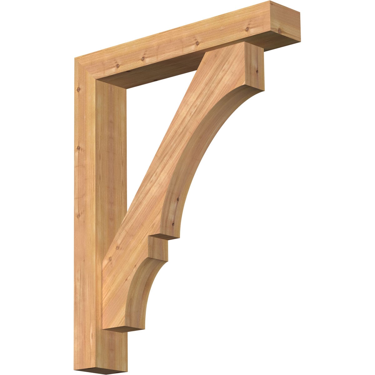 Ekena Millwork 1461957 Balboa Block Smooth Bracket with Offset Brace Western Red Cedar Wood Standard Bracket