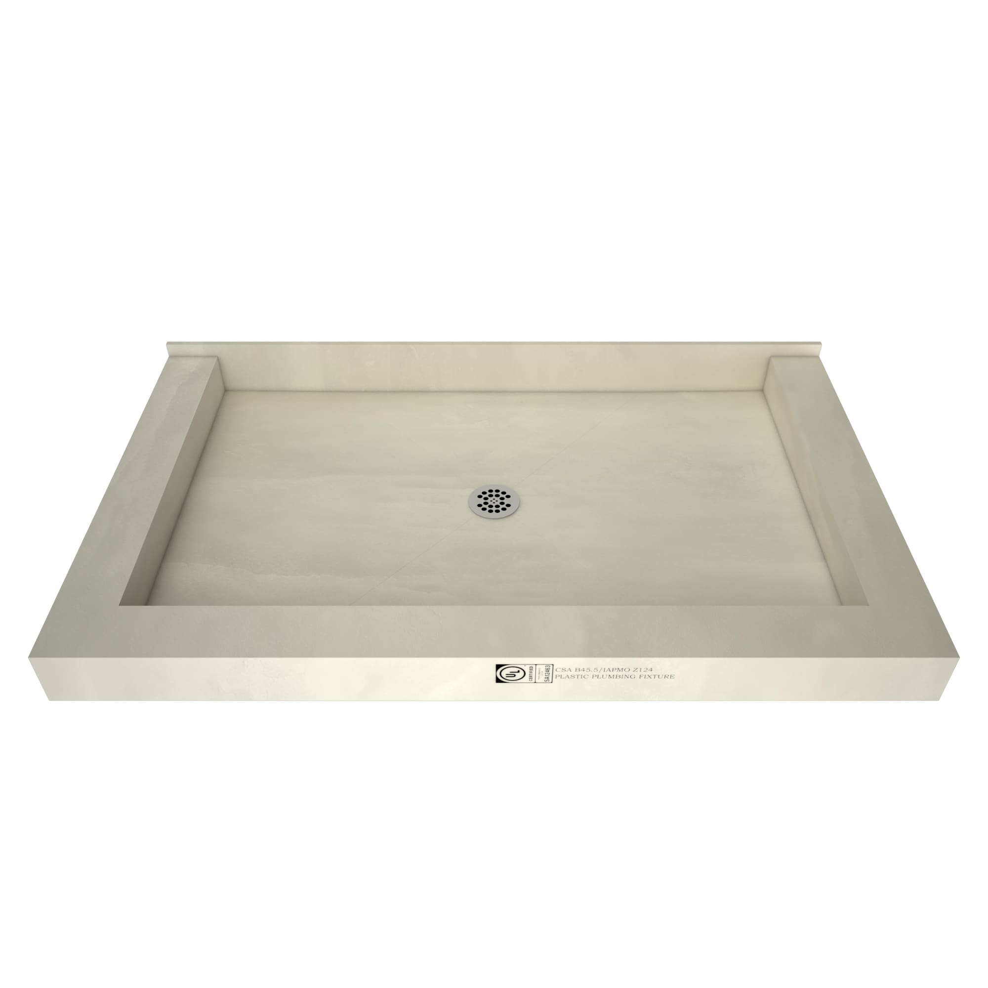 Tile Redi P4872CTC-PVC 48-in W x 72-in L Made For Tile Double Threshold Rectangle Shower Pan Base with 4.5-in H Threshold (Center Drain)