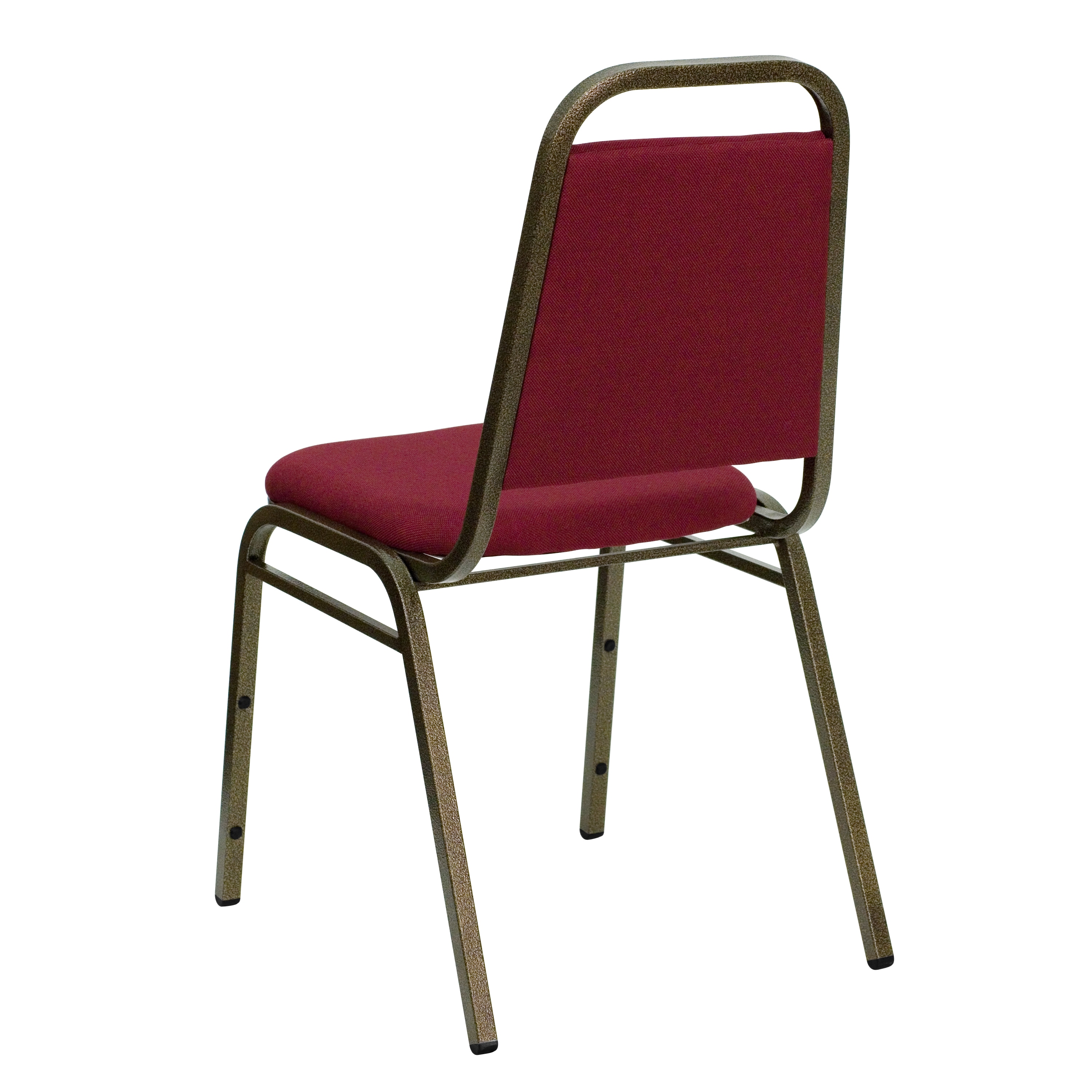 Burgundy Fabric and Gold Steel Stacking Banquet Chair