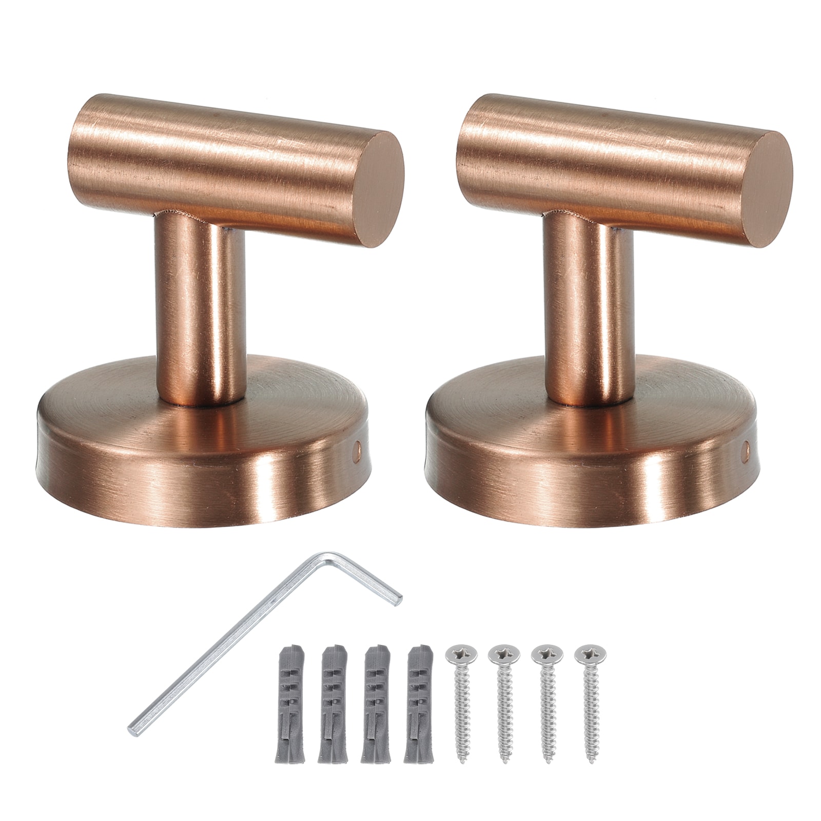 Unique Bargains Bathroom Hook 2pcs Waterproof Stainless Steel Single Towel/Robe Clothes Hook with Screws for Kitchen Door Cabinet Bathroom Foyers Hallways Bedrooms 60x55mm Rose Gold