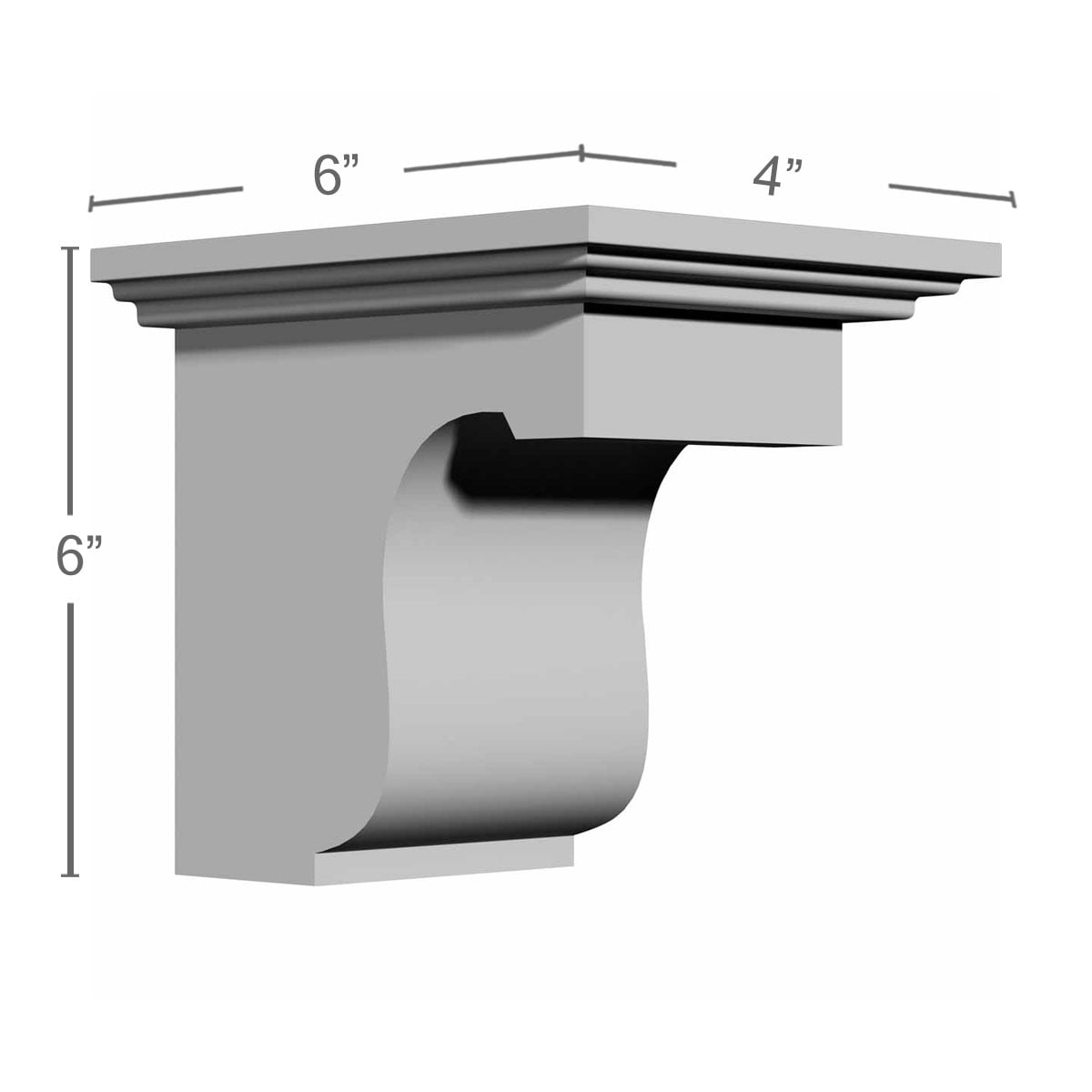 Ekena Millwork BKT04X06X06LE Exterior-Brackets-Braces - View #2