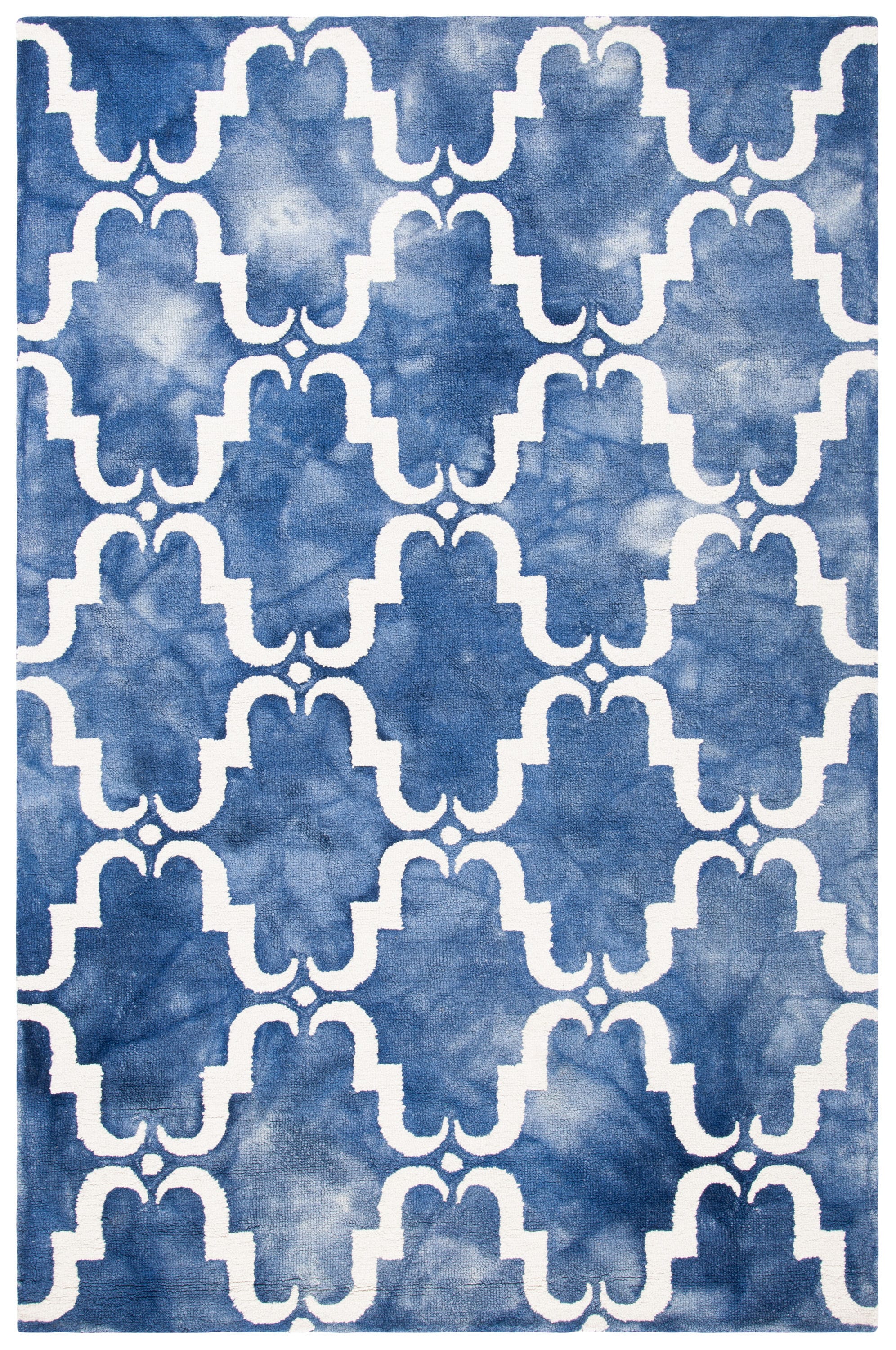 Navy and Ivory Handmade Tufted Wool Rectangular Rug - 5' x 8'