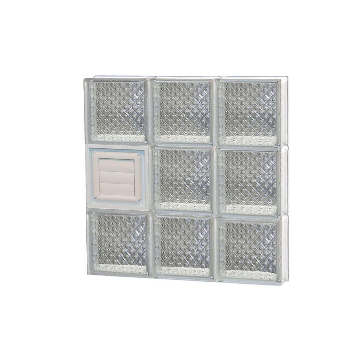 REDI2SET D1818DP Diamond Glass 17-1/4-in x 17-1/4-in Frameless Replacement Dryer vent Glass Block Window