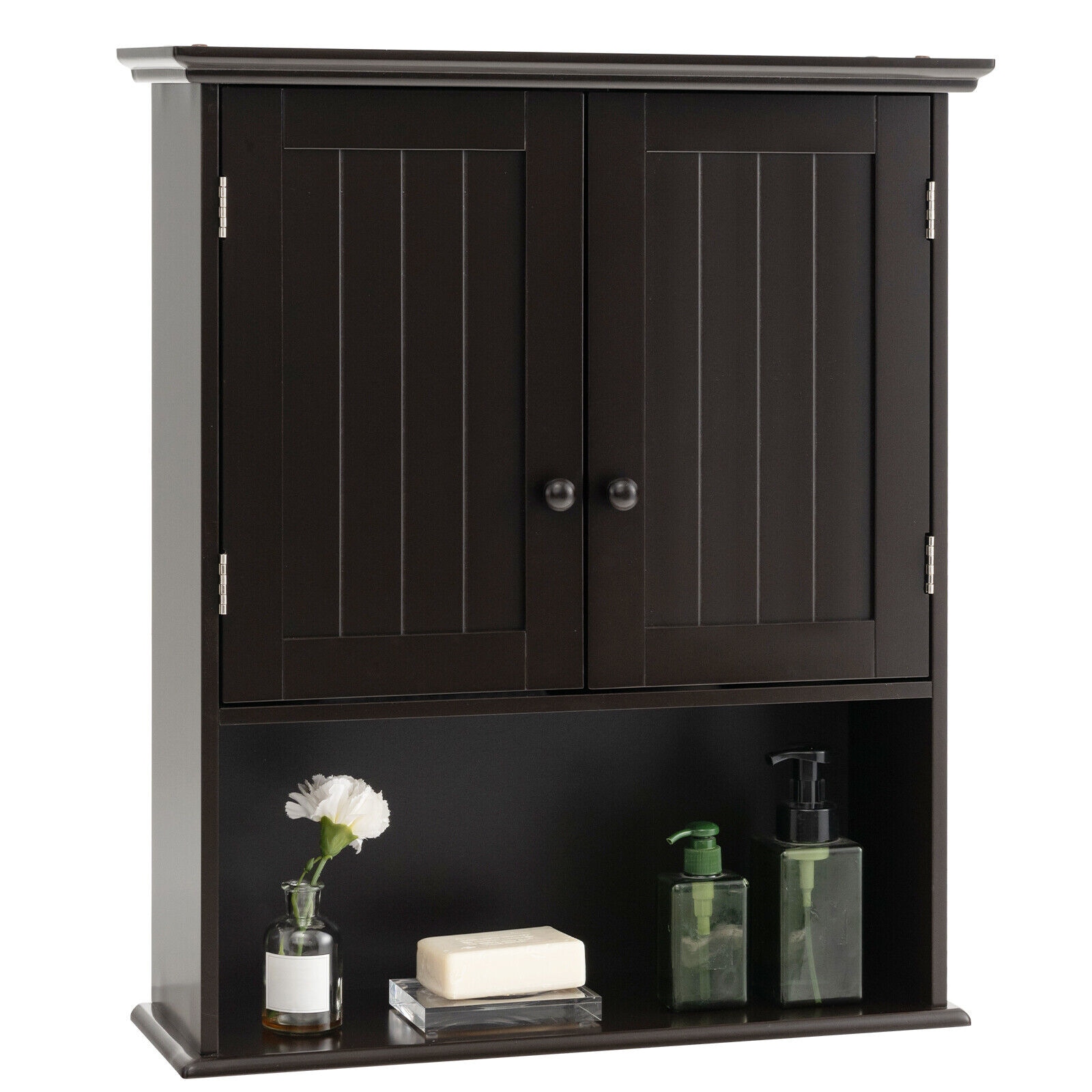 Clihome - 23.5-in x 28-in x 8-in Espresso Bathroom Wall Cabinet