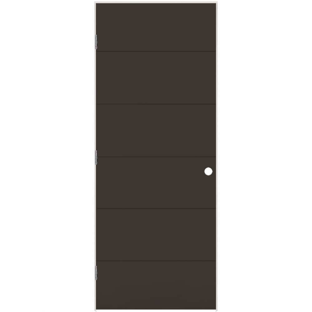 Masonite 1446665 36-in x 80-in Slate Hollow core Flush Right hand Smooth Prefinished Molded composite Flat Jamb Single Prehung Interior Door