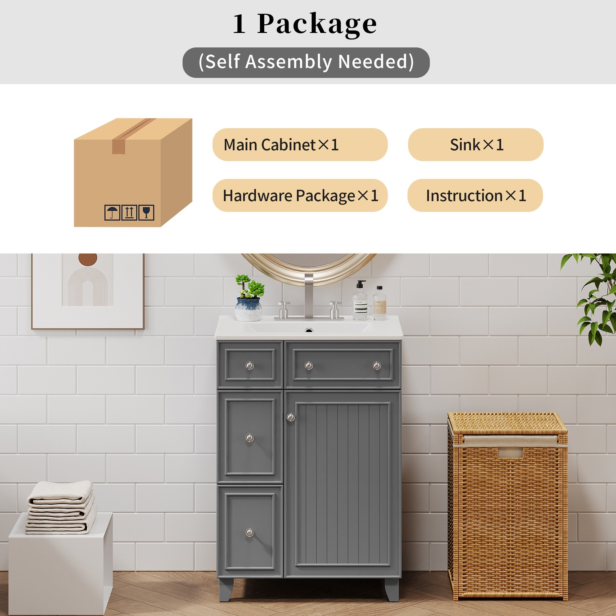 Homy Casa BVZC-W24-GY Bath-Vanity-Combo - View #7