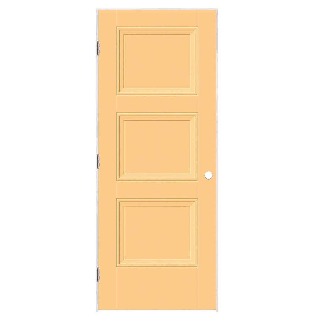 Masonite 1573173 32-in x 80-in Marigold Hollow core 3-panel square Right hand Smooth Prefinished Molded composite Flat Jamb Single Prehung Interior Door