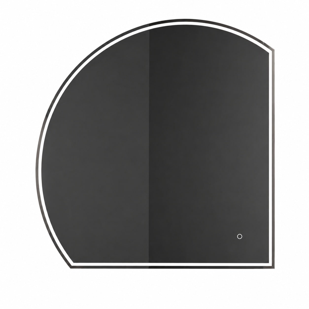 Aoibox  44 in H x 44 in W Half Moon Semi Round LED Backlit Framed Bathroom Wall Mirror 3 Color Anti Fog for Bathroom Vanity Use