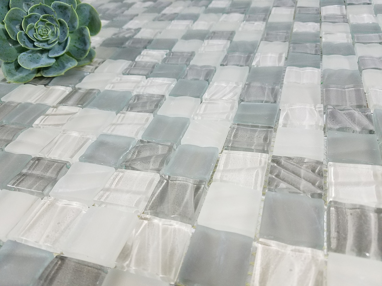 New Era 12x12 Gray Glass Mosaic Wall and Pool Tile