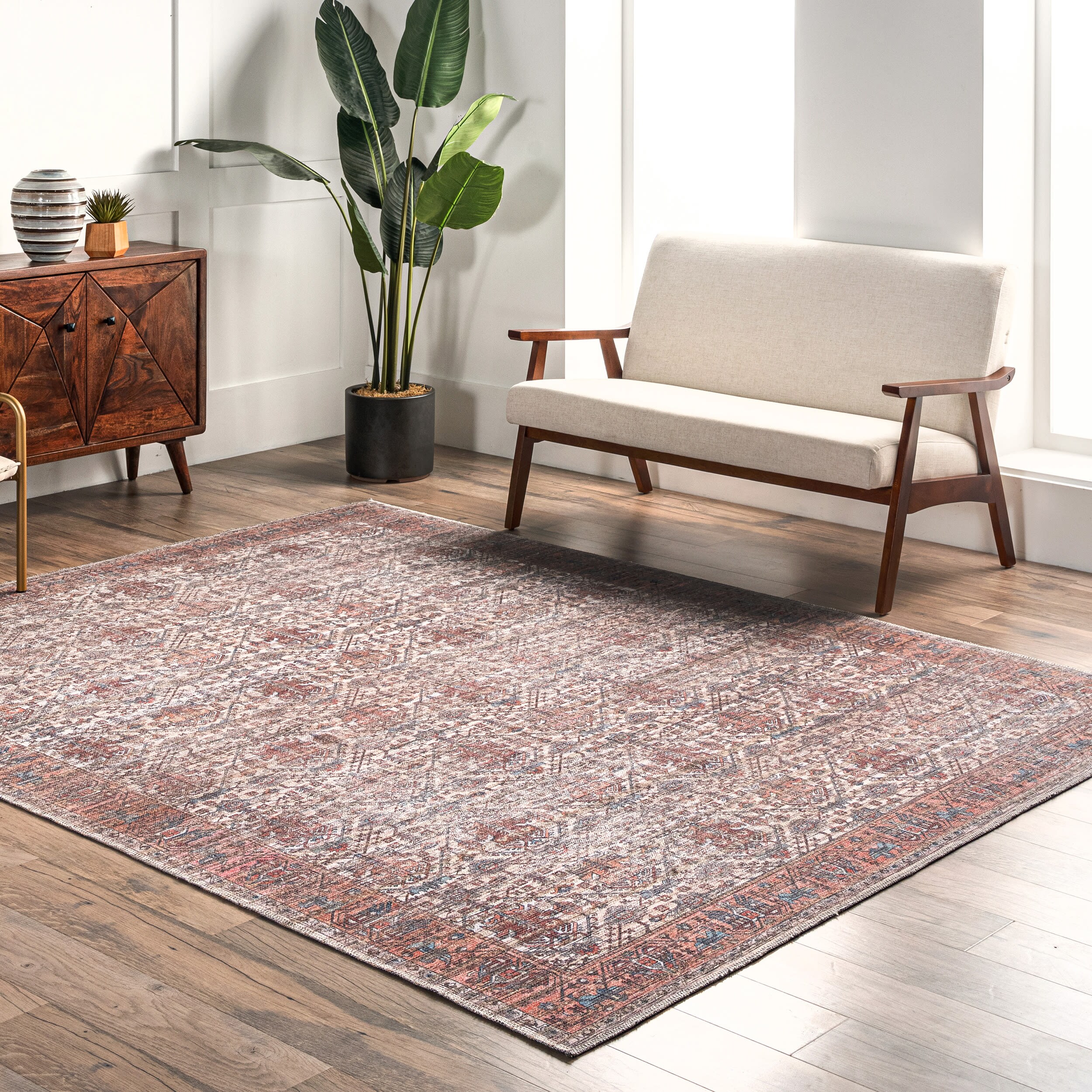nuLOOM KFAE01A-508 Aerin 5 x 8 (ft) Loomed Polyester Rust Rectangular Indoor Medallion Vintage Machine washable Area rug