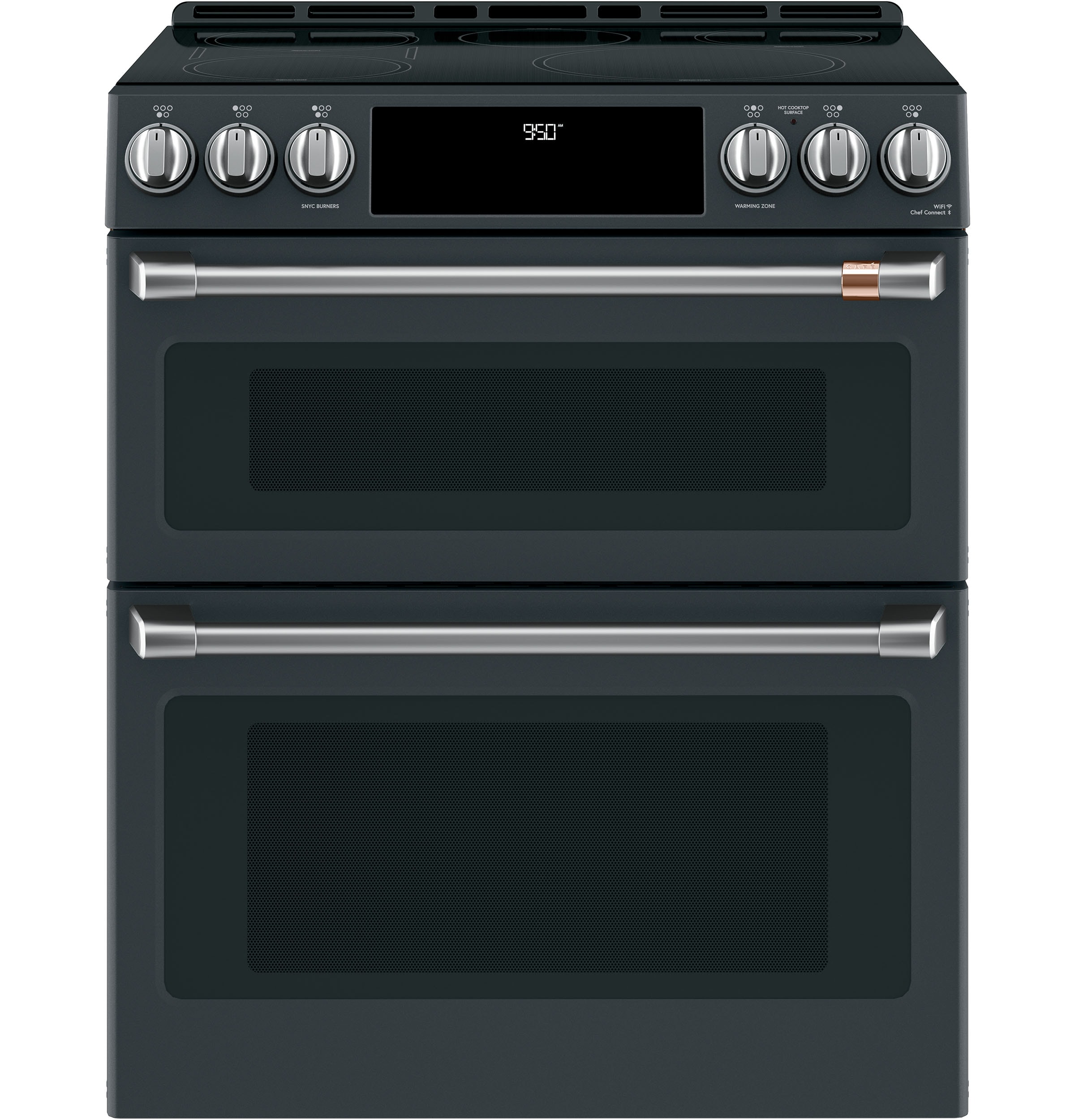 Cafe CHS950P3MD1 30-in 5 burners 7.0-cu ft 4.3-cu ft / 2.4-cu ft Air Fry Convection Oven Slide-In Double Induction Range ( Matte Black )