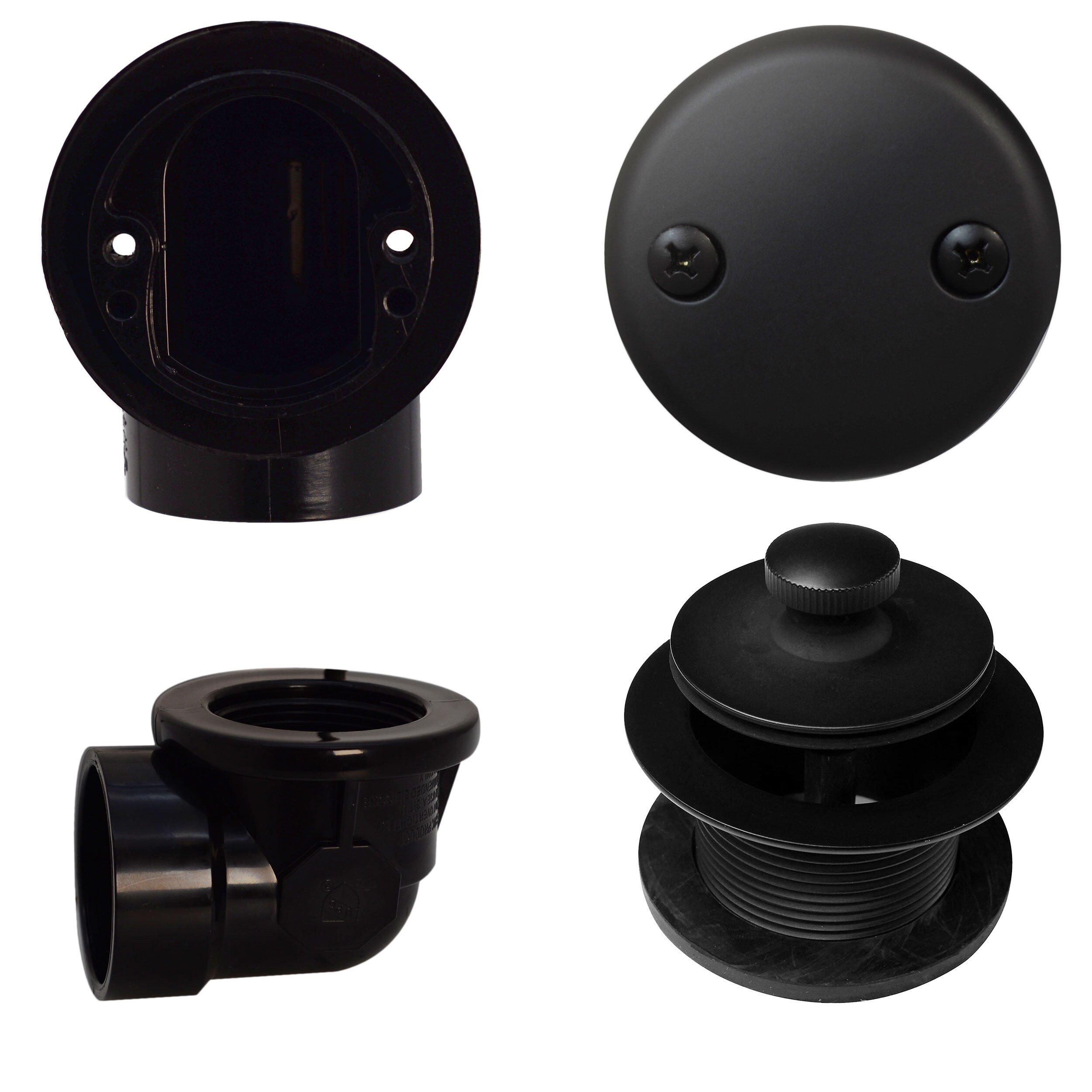 WESTBRASS D574-62 Pull and Drain Sch. 40 Abs Plumber's Pack with Two-hole Elbow In Matte Black
