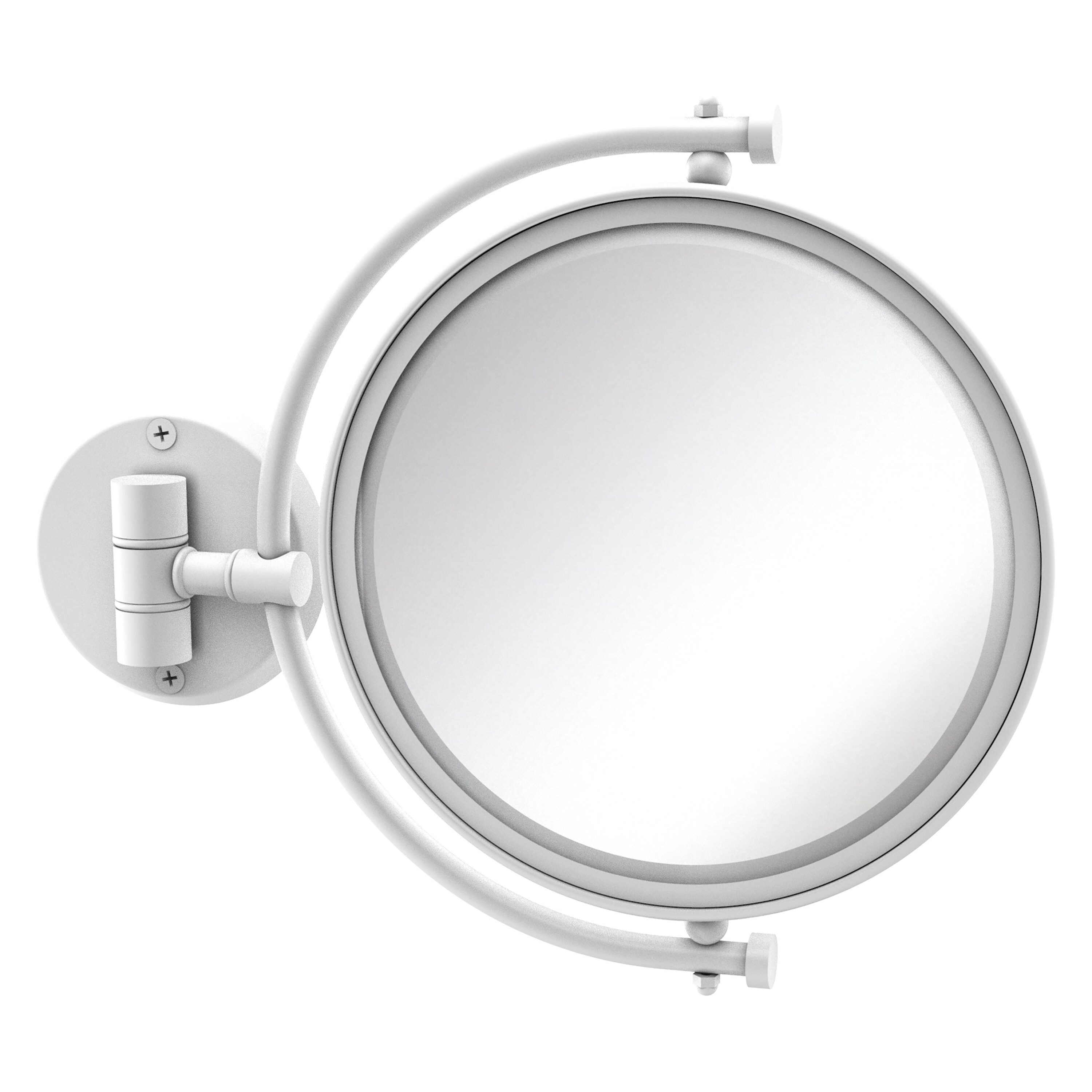 Allied Brass 8-in x 10-in Matte White Double-sided 3X Magnifying Wall- mounted Vanity Mirror in the Makeup Mirrors department at