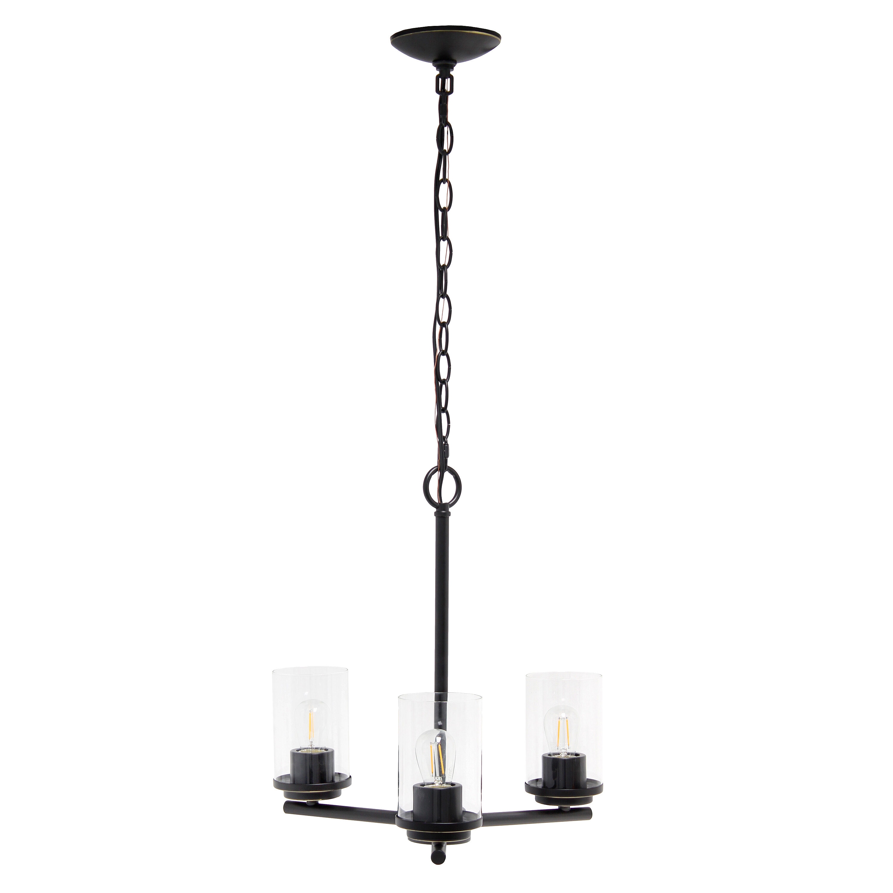 Lalia Home LHP-3012-RZ Classix 3 -Light Restoration bronze Traditional Clear glass Cylinder Medium Hanging Pendant light