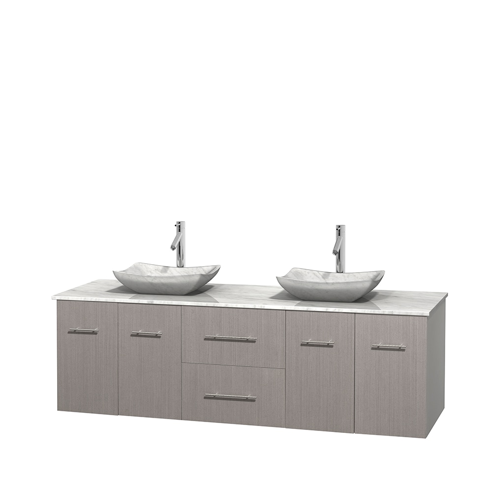 Wyndham Collection Centra 72-in Gray Oak with Brushed Chrome Trim ...