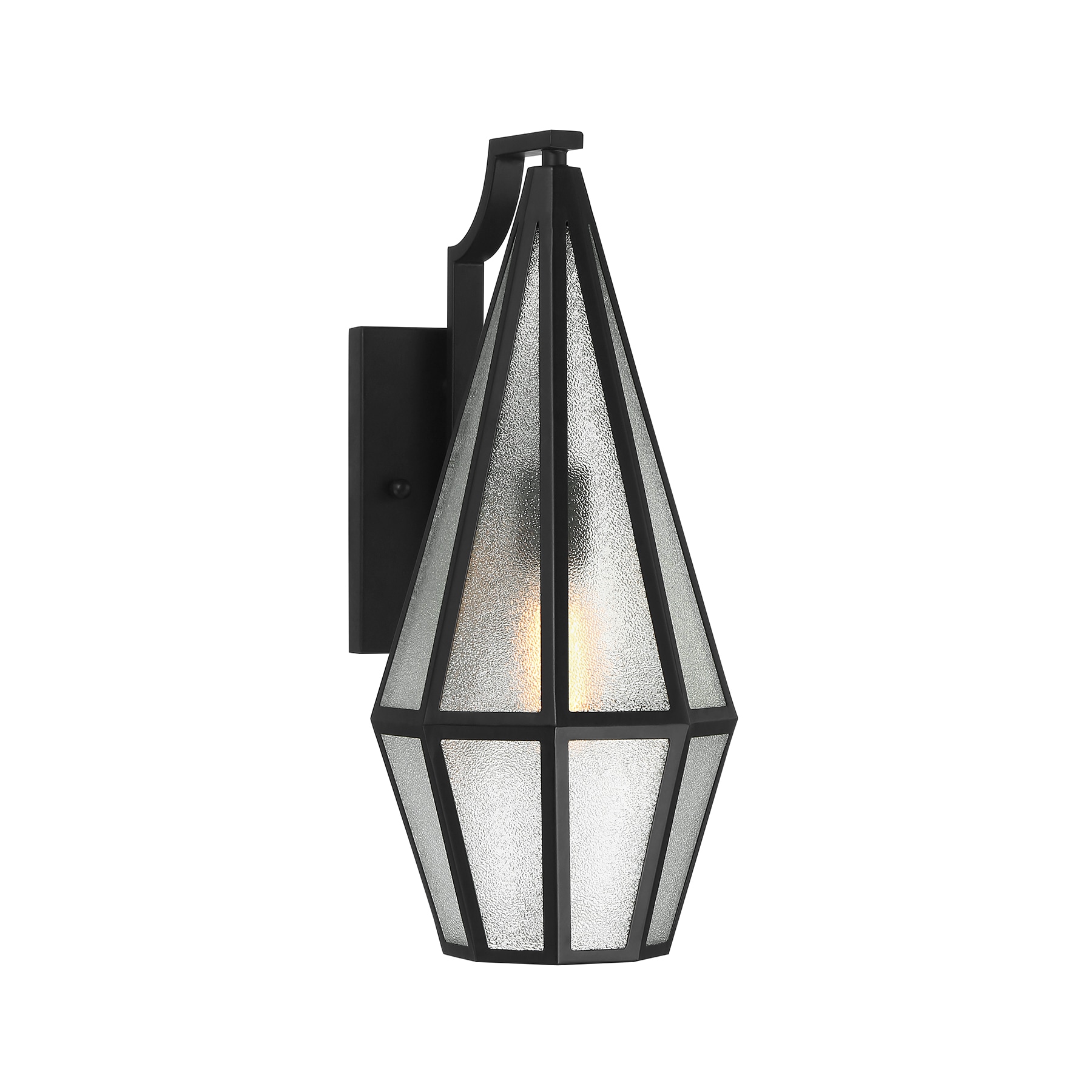 Matte Black Art Glass Outdoor Wall Lantern