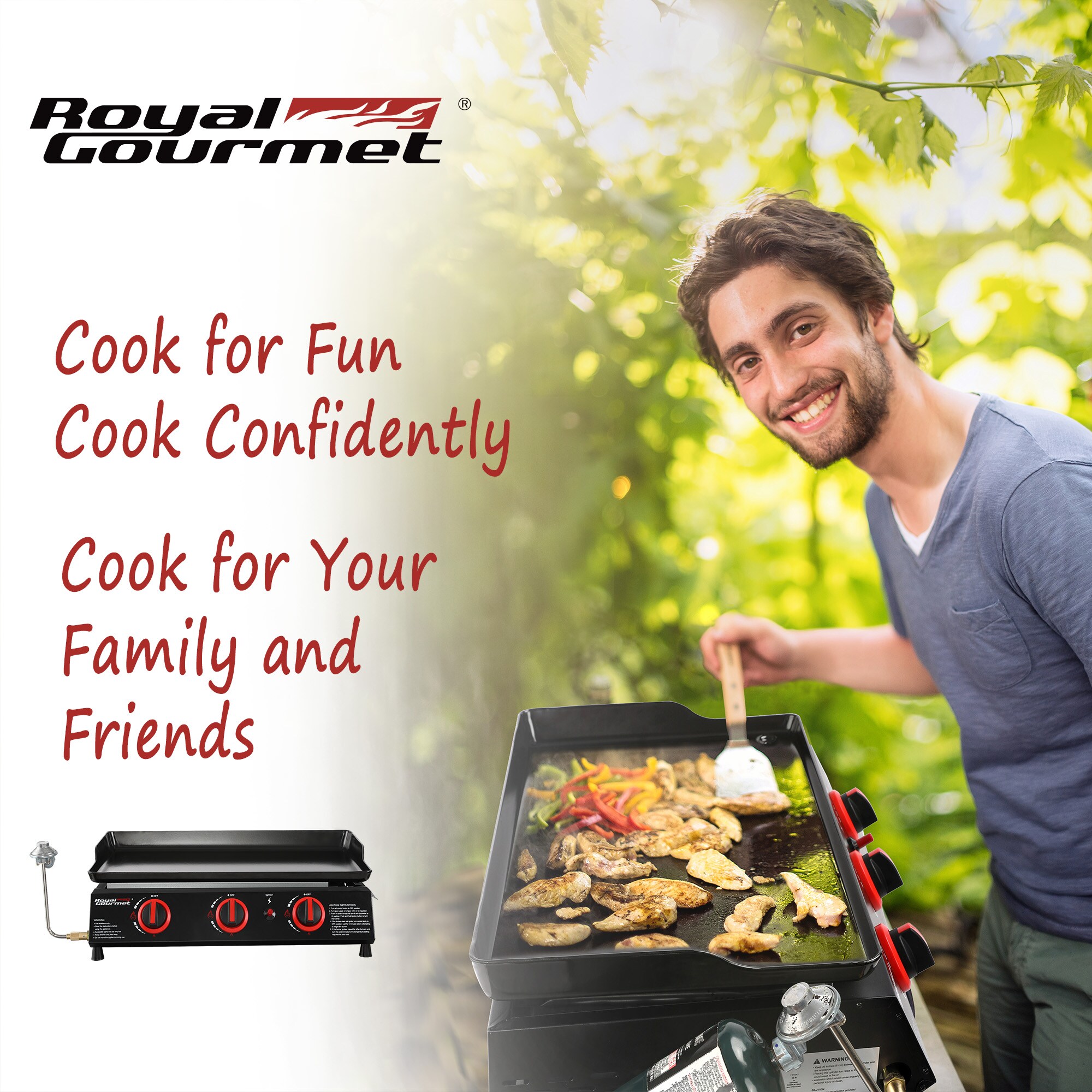 Royal Gourmet 24 in. Portable 3-Burner Built-in Propane Gas