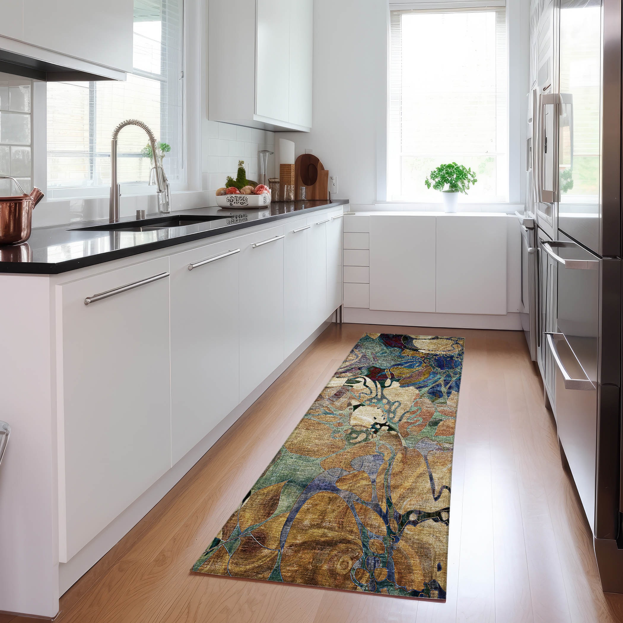Addison Rugs ACN558BG2X8 Chantille ACN558BG 2 x 7 (ft) Polyester Beige Rectangular Indoor/Outdoor Floral/Botanical Farmhouse/Cottage Machine washable Area rug