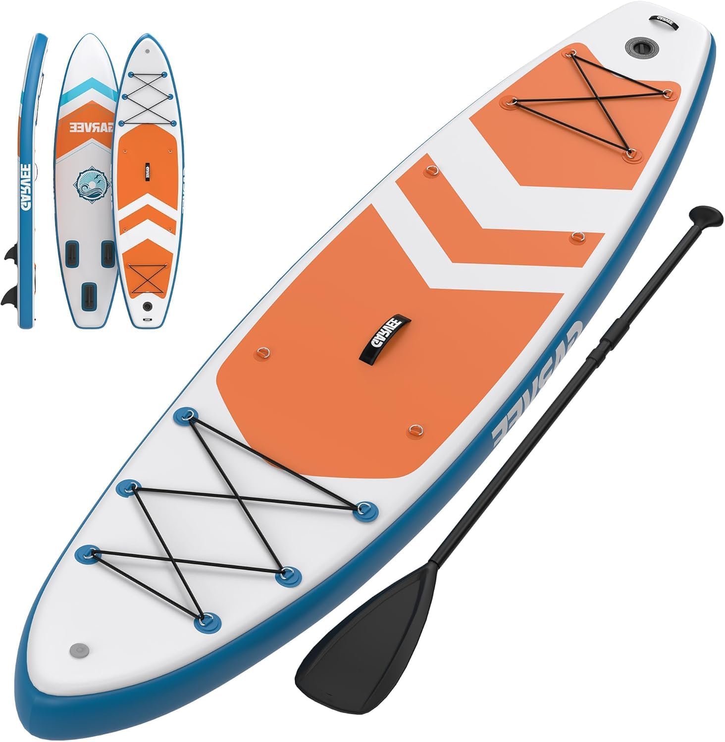 Qeetex GWPSS-3358B3V6 11ft  Inflatable Stand Up Paddle Board Paddle Boards with Premium Accessories Non Slip EVA Deck UltraLight Carry Bag Pump SUP for Youth Adults of All Skill Levels ORANGE