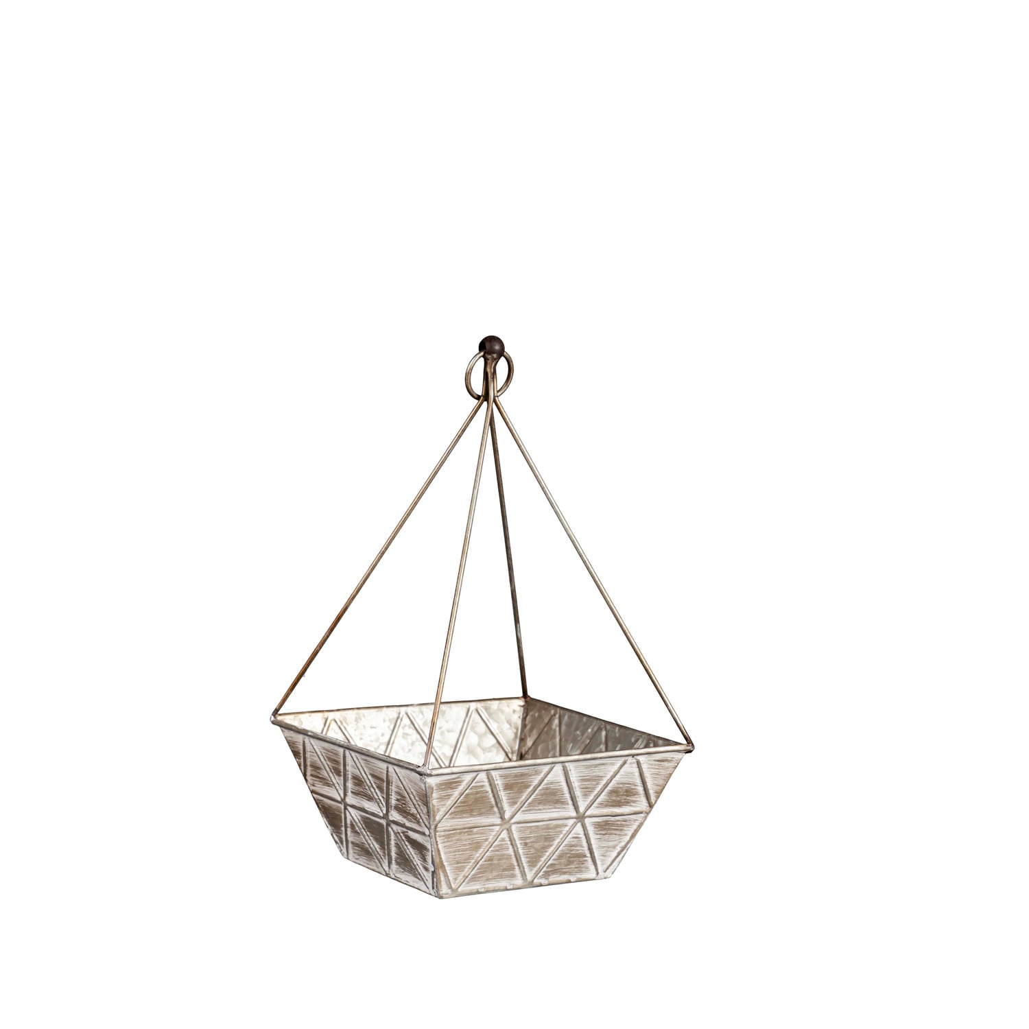 Evergreen Geometric Brushed Iron Planters, Set of 2
