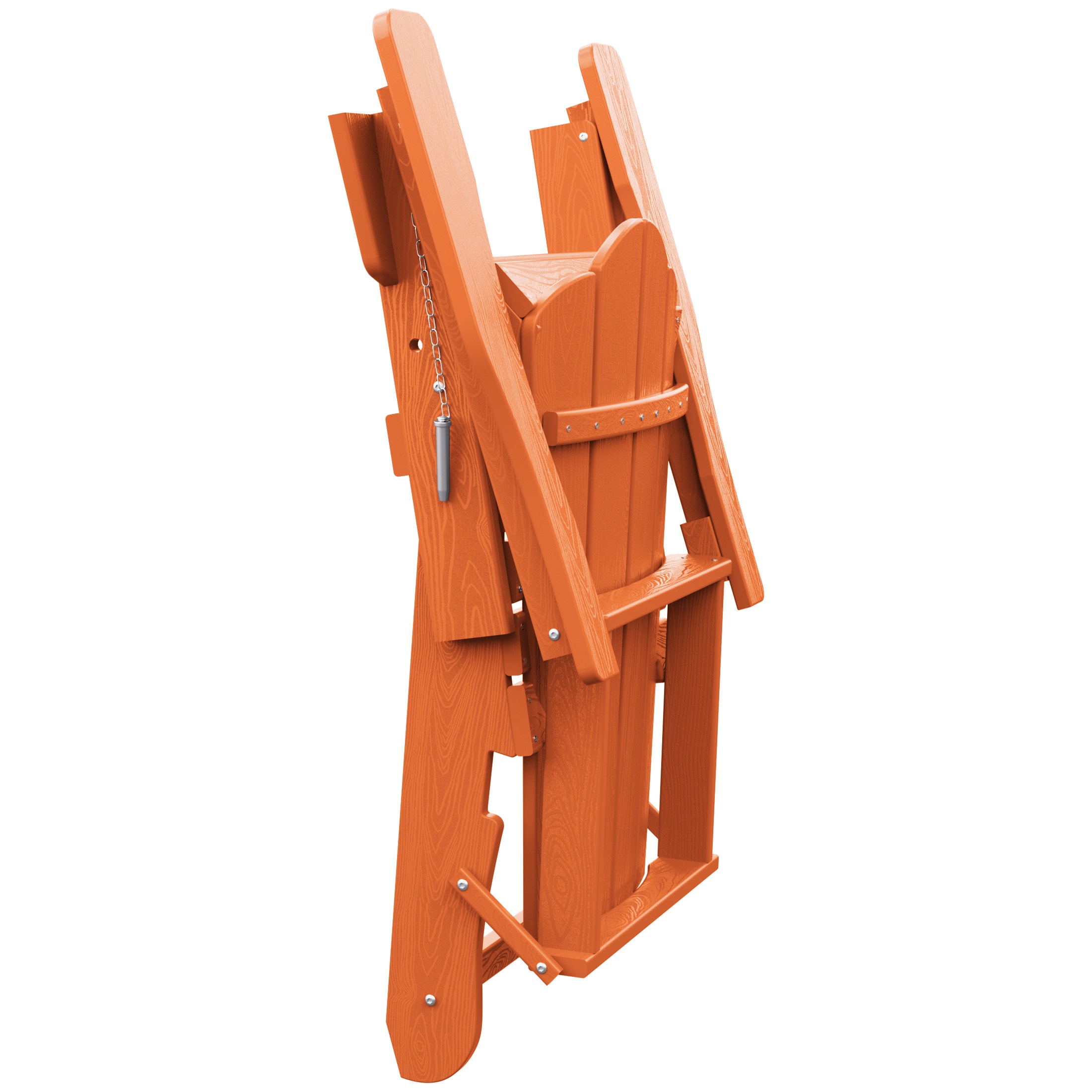 JEAREY YDQWY-ZD-OE Folding Patio Adirondack Chair Stackable Orange HDPE Frame Stationary Adirondack Chair with Orange Slat Seat