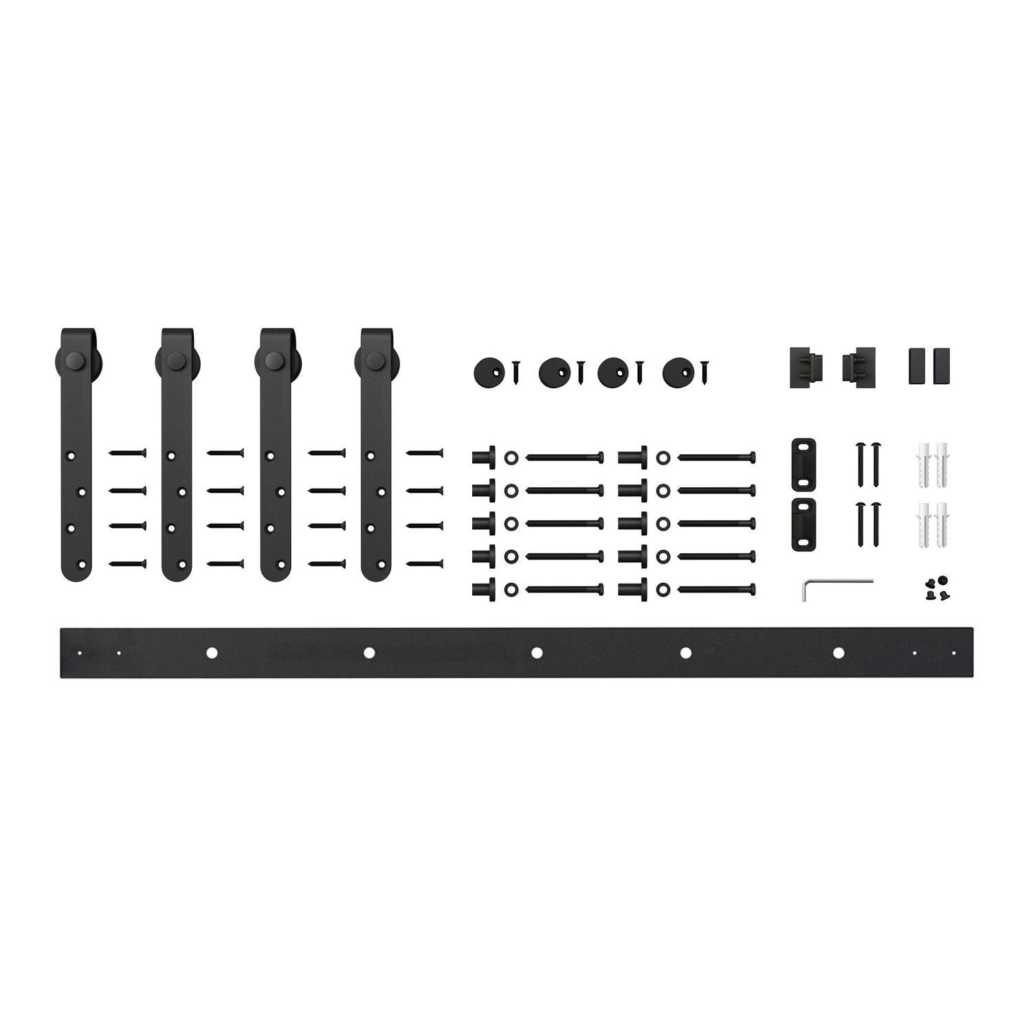 Architectural Products by Outwater 3P5.7.00020 72-in Matte Black Indoor Top mount Double Barn door hardware kit
