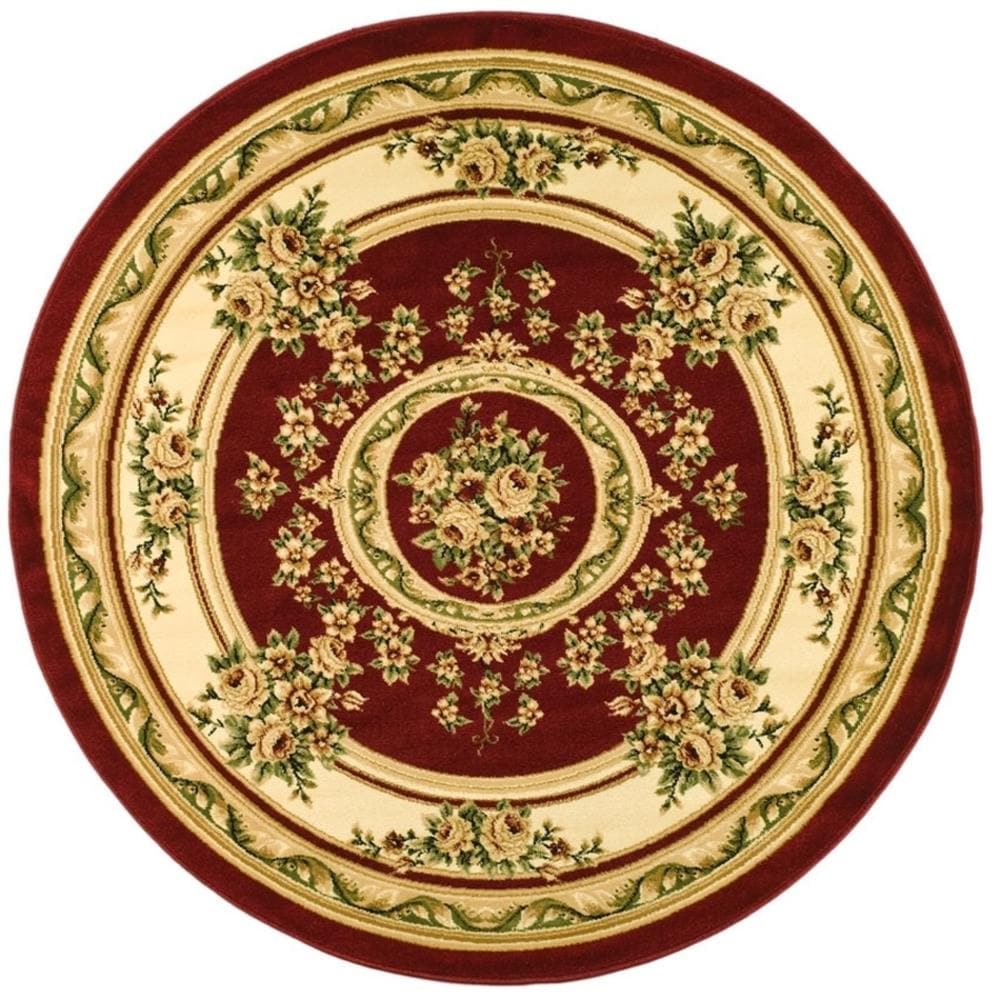 Safavieh LNH218C-8R Lyndhurst Medallion Tabriz 8 x 8 (ft) Loomed Polypropylene Red/Ivory Round Indoor Floral/Botanical Oriental Area rug