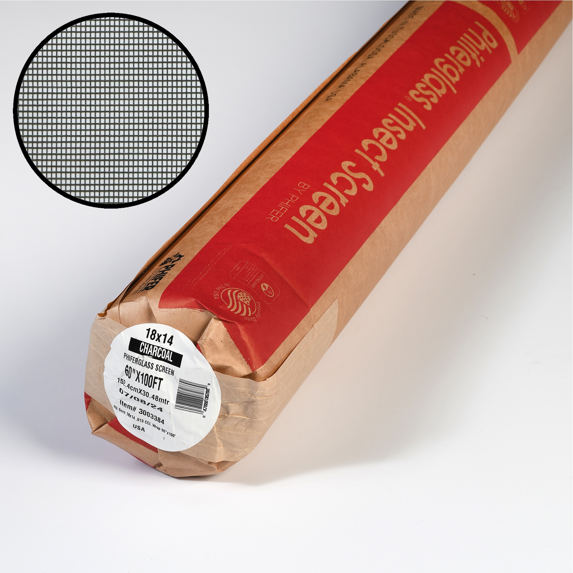 Phifer 3003384 Pool and Patio 5-ft x 100-ft Charcoal Fiberglass Screen mesh