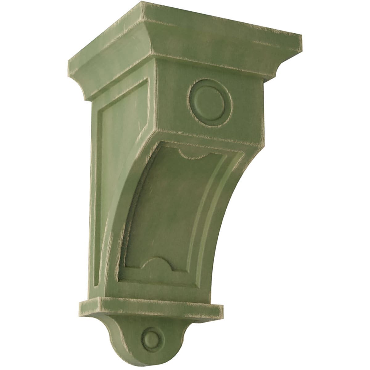 Ekena Millwork CORWD05X05X09ARGR 5-in x 5-in x 9-in Vintage Decor Finished Rubberwood Green Wood Paintable/Stainable Corbel
