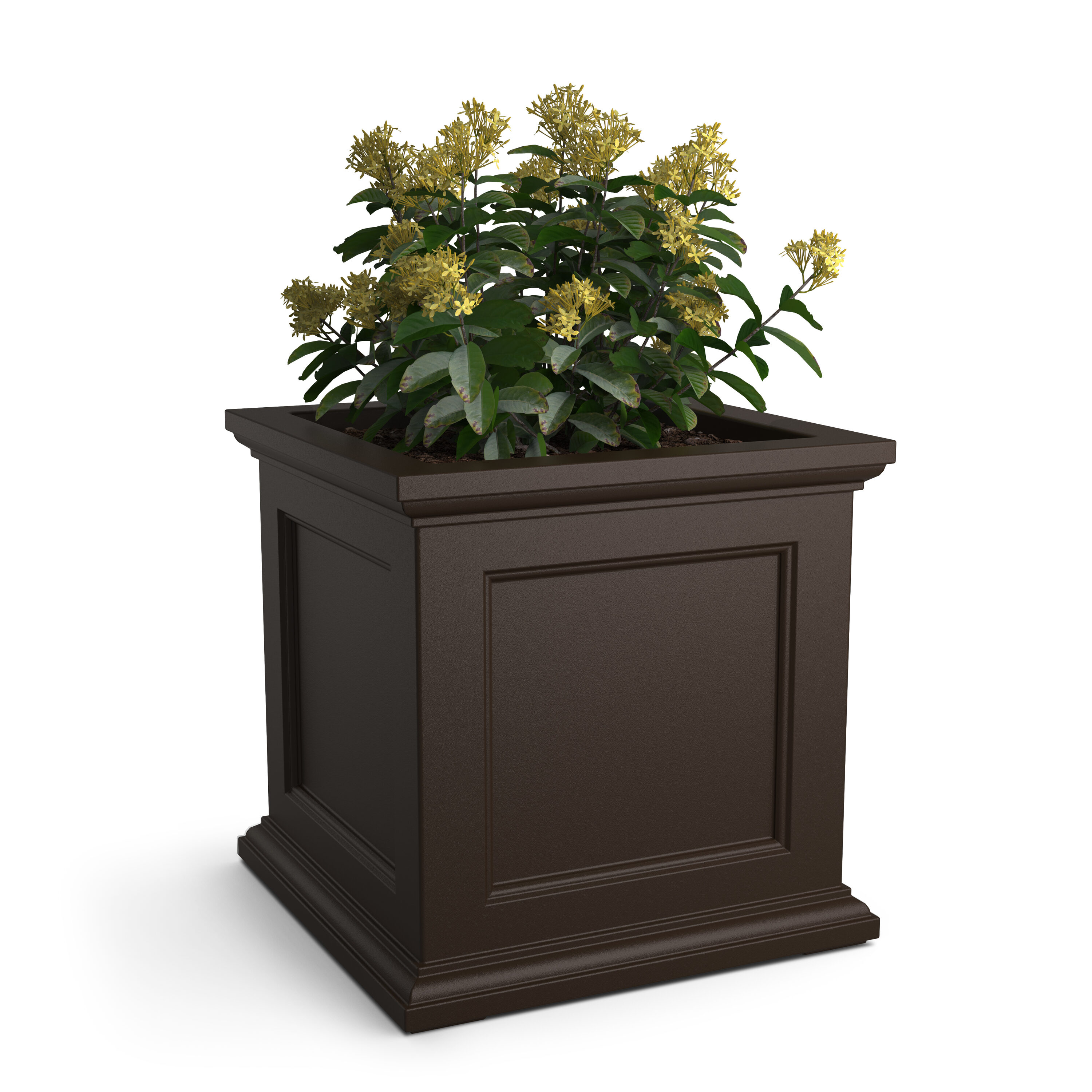 Mayne 8800-ES Square 28-in W Extra Large Brown Plastic Indoor/Outdoor Planter