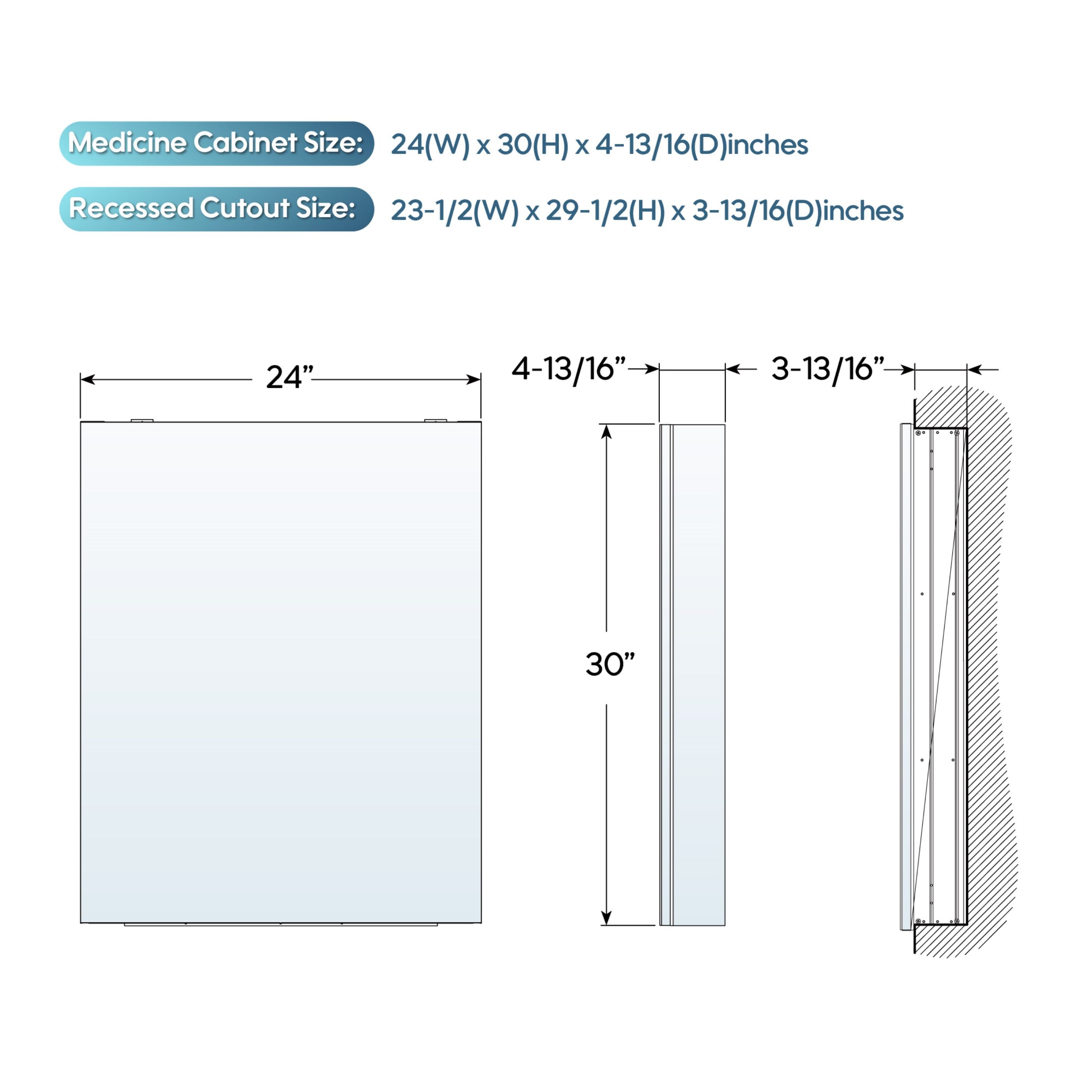 WELLFOR ROSA2430MC-L Bathroom-Medicine-Cabinets - View #3