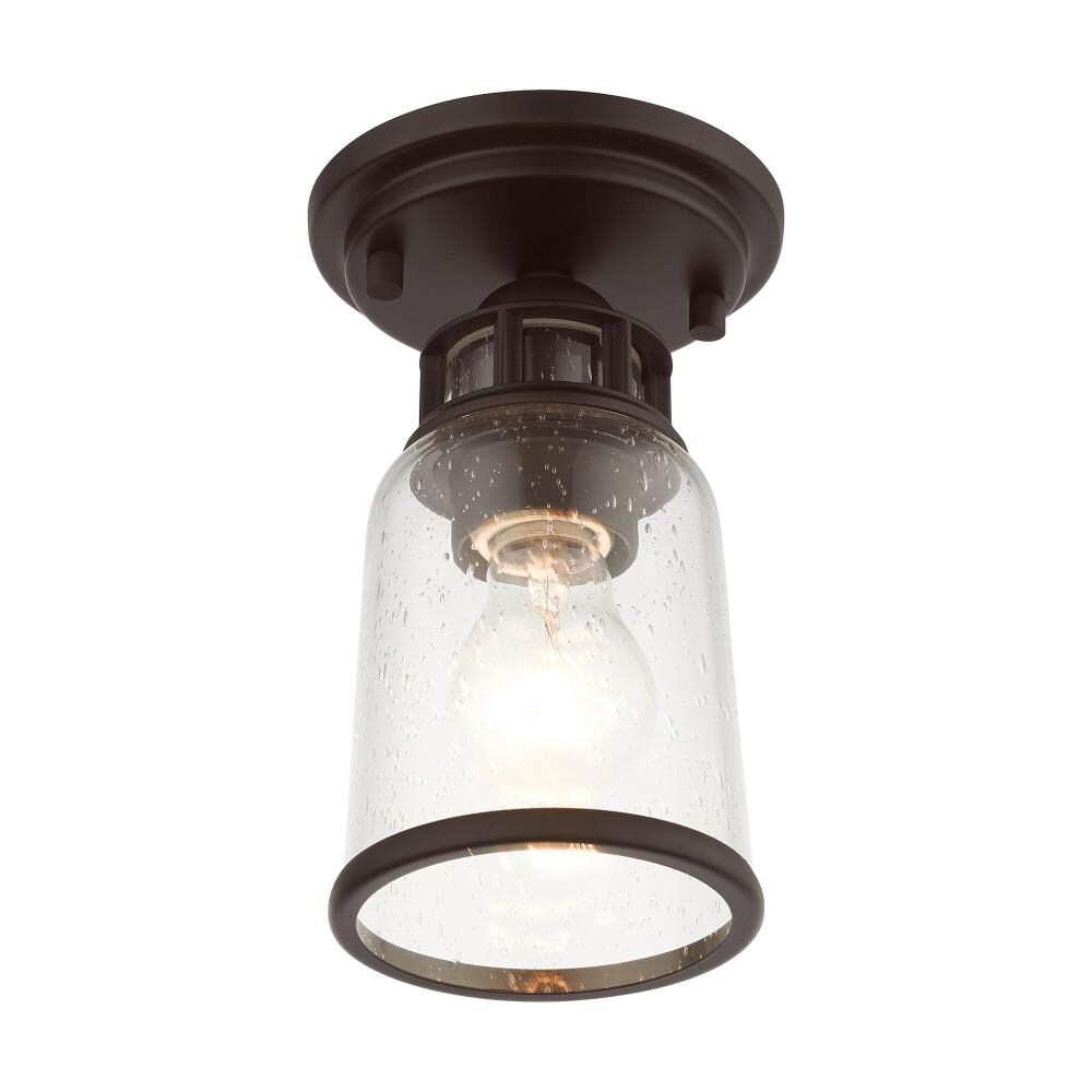 Bronze and Clear Glass Industrial Flush Mount Light