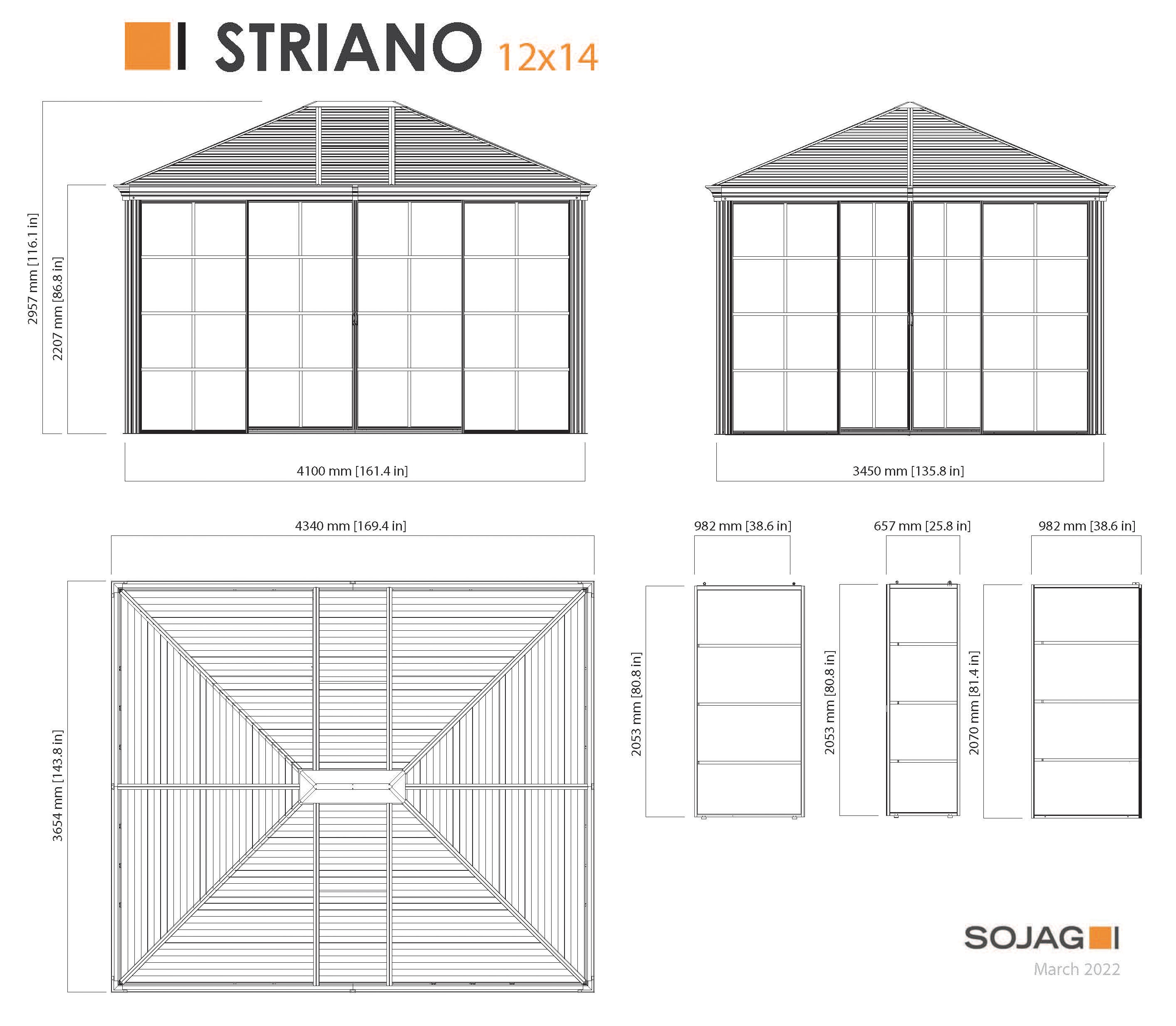 12 Ft x 14 Ft Champagne Aluminum and Steel Gazebo