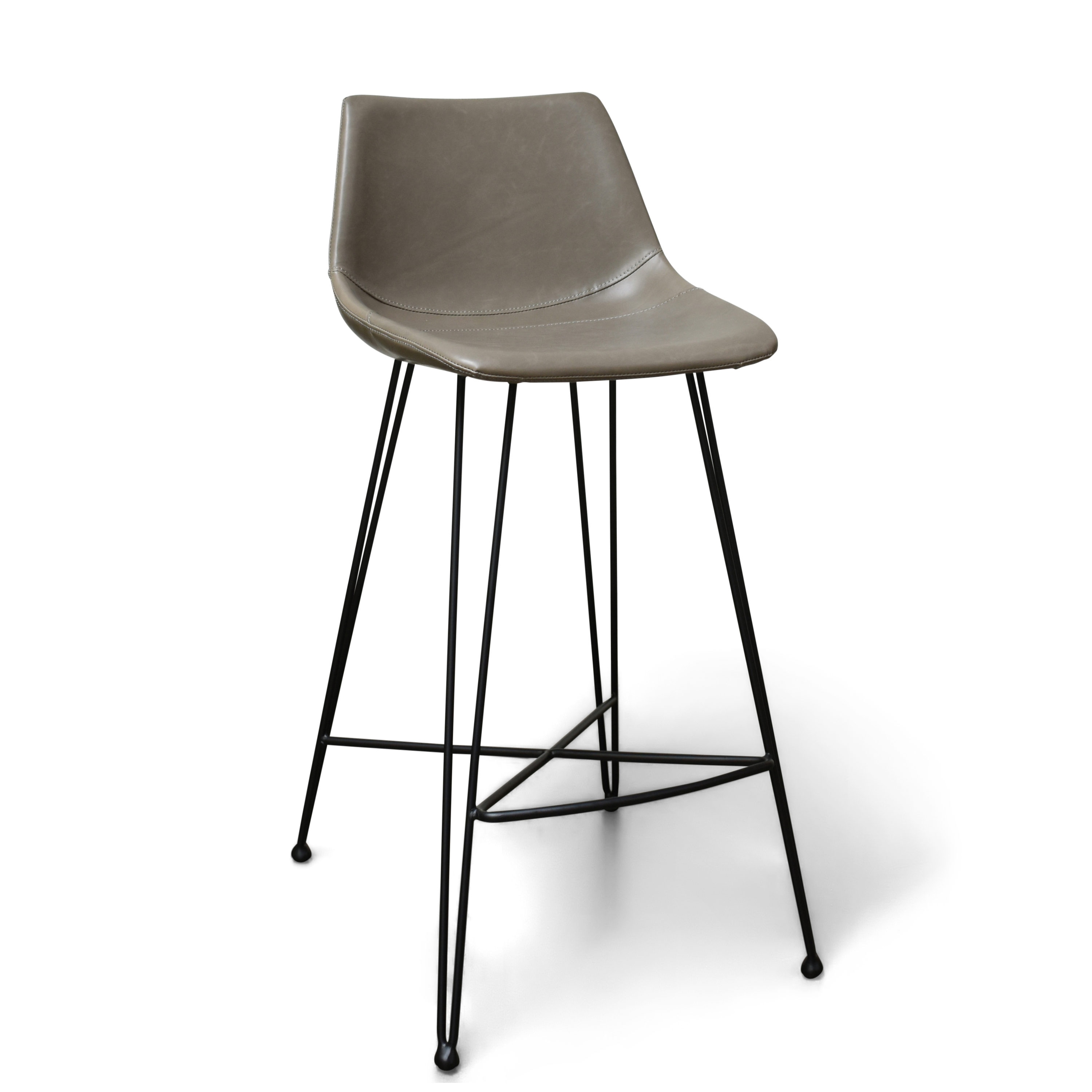 Gingko ODT101-TCH11 Odette Grey Small Upholstered Metal Bar Stool Back