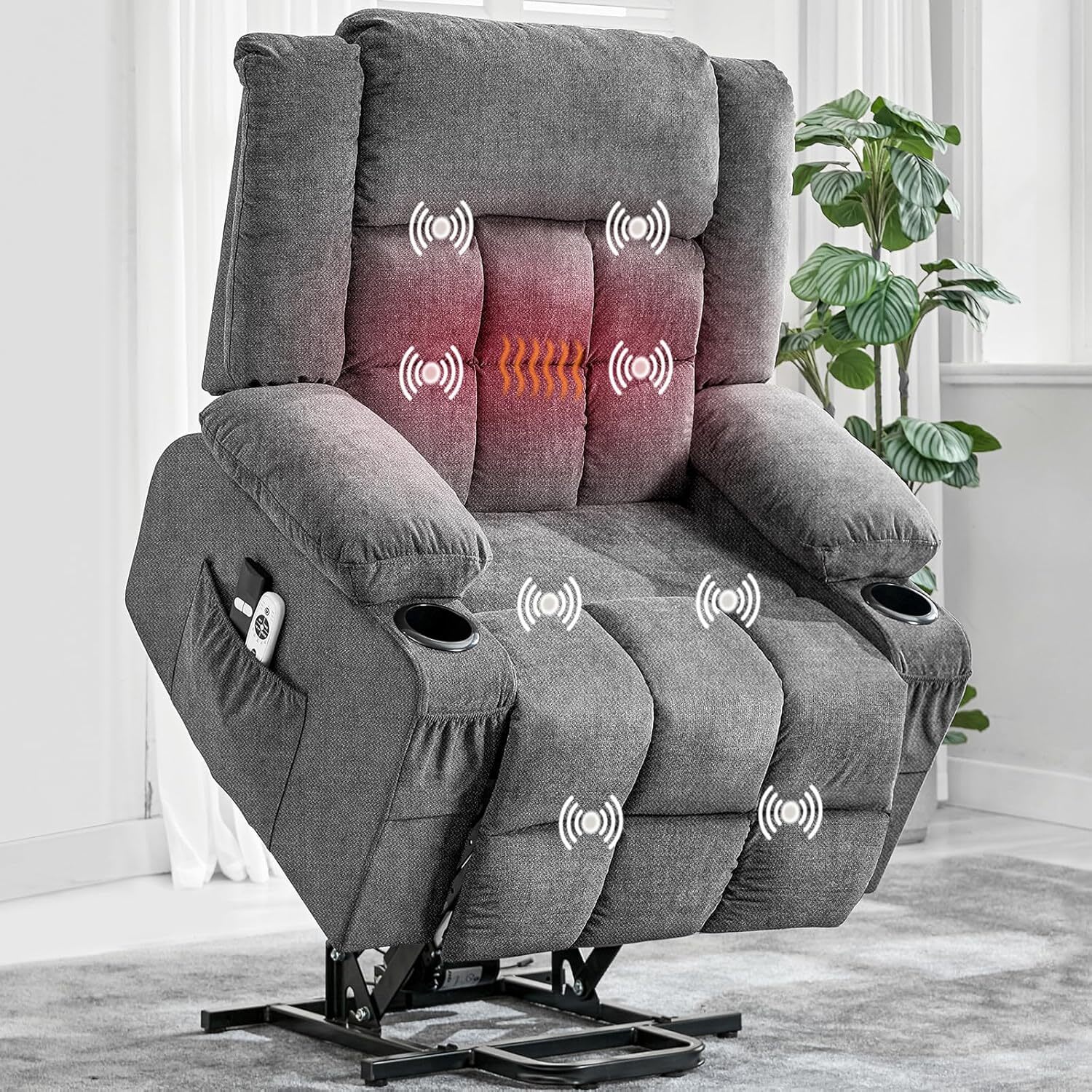 WhizMax LF-PHK-337TN7BC Transform your living space into a sanctuary of relaxation with our Oversized Recliner Chair featuring Heat and Massage functions. This recliner is perfect for unwinding after a long day or enjoying your favorite movie.
