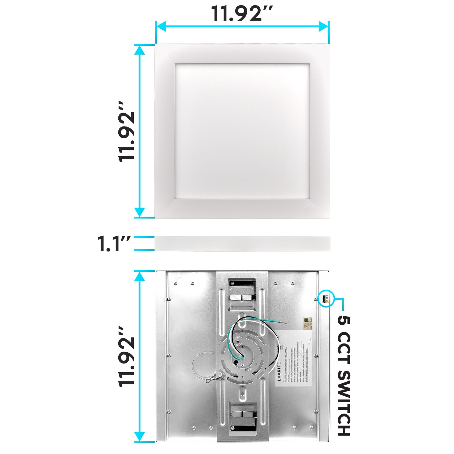 Modern 12x12 Inch LED Flush Mount Ceiling Light, 5-Color Selectable