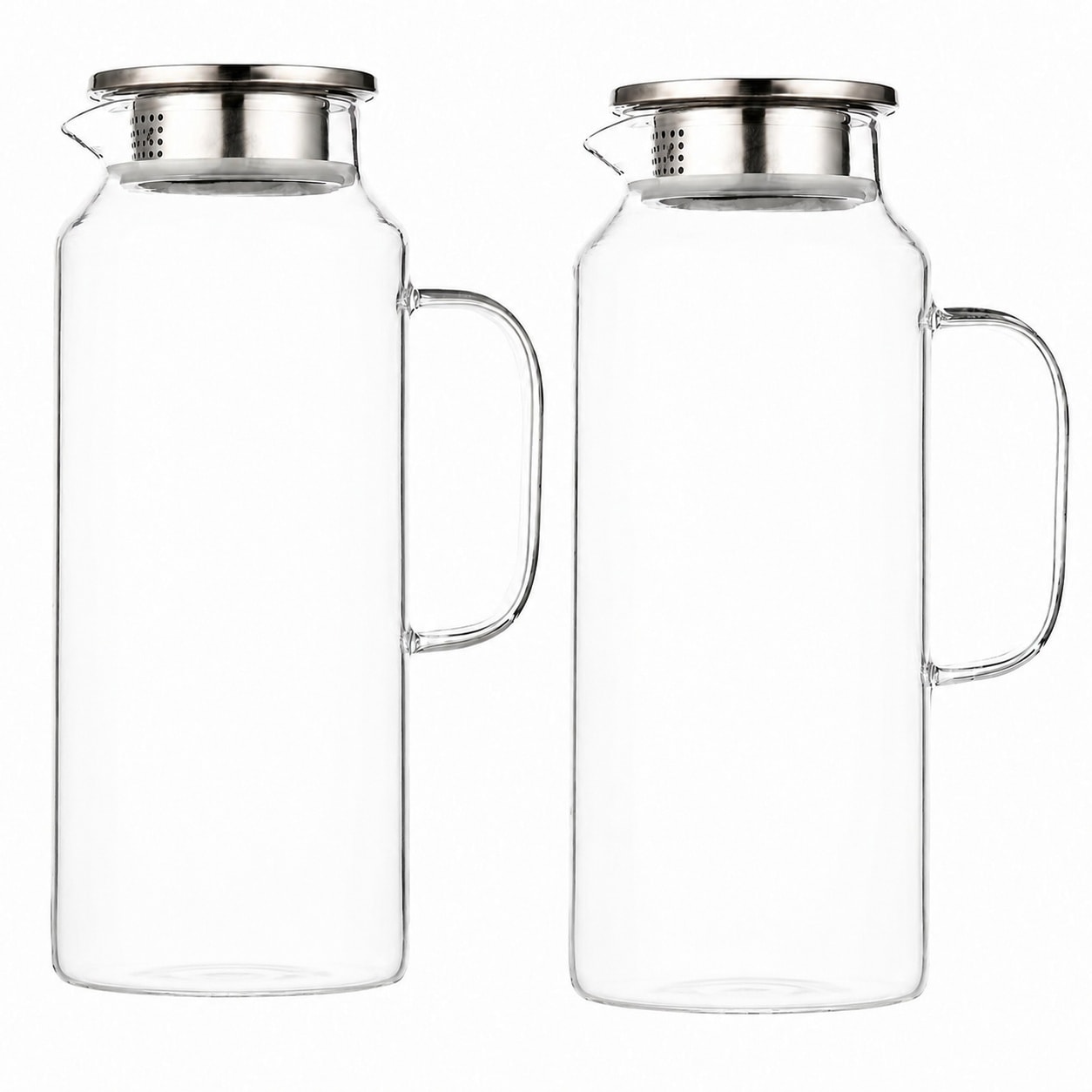 Aoibox  2 Pack 68 fl oz Borosilicate Glass Pitchers with Stainless Steel Dual Spout Filter Lids Pitchers Punch Bowls
