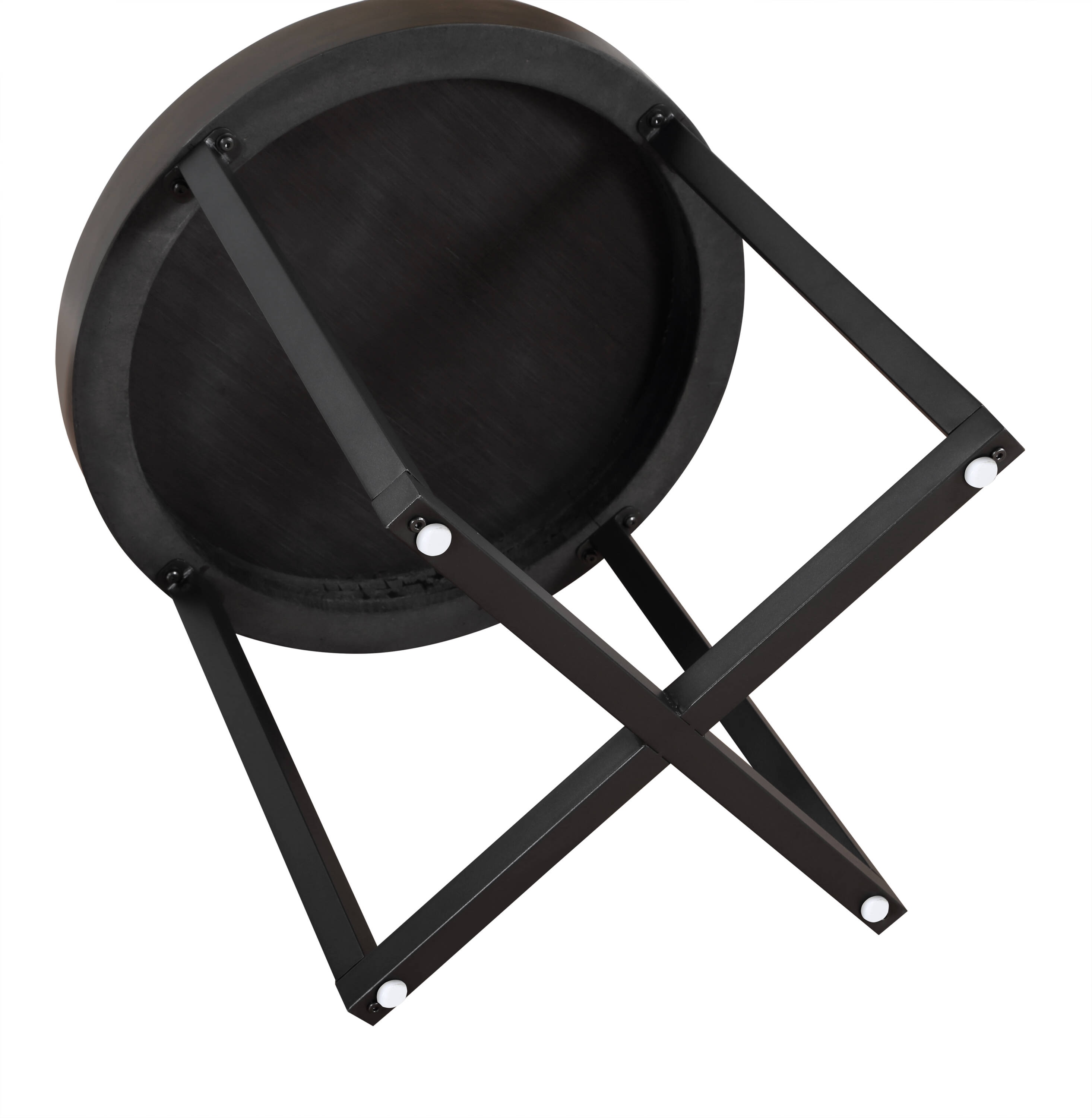 Yukon 24" Round Walnut Wood and Iron End Table