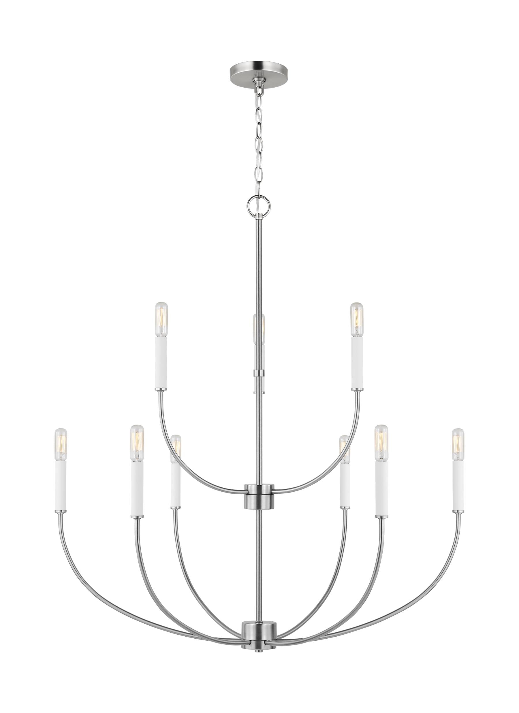 Generation Lighting 3167109-962 Greenwich 9 -Light Nickel Farmhouse For Use in Dining Rooms, Foyers, Kitchens, Living Rooms Chandelier
