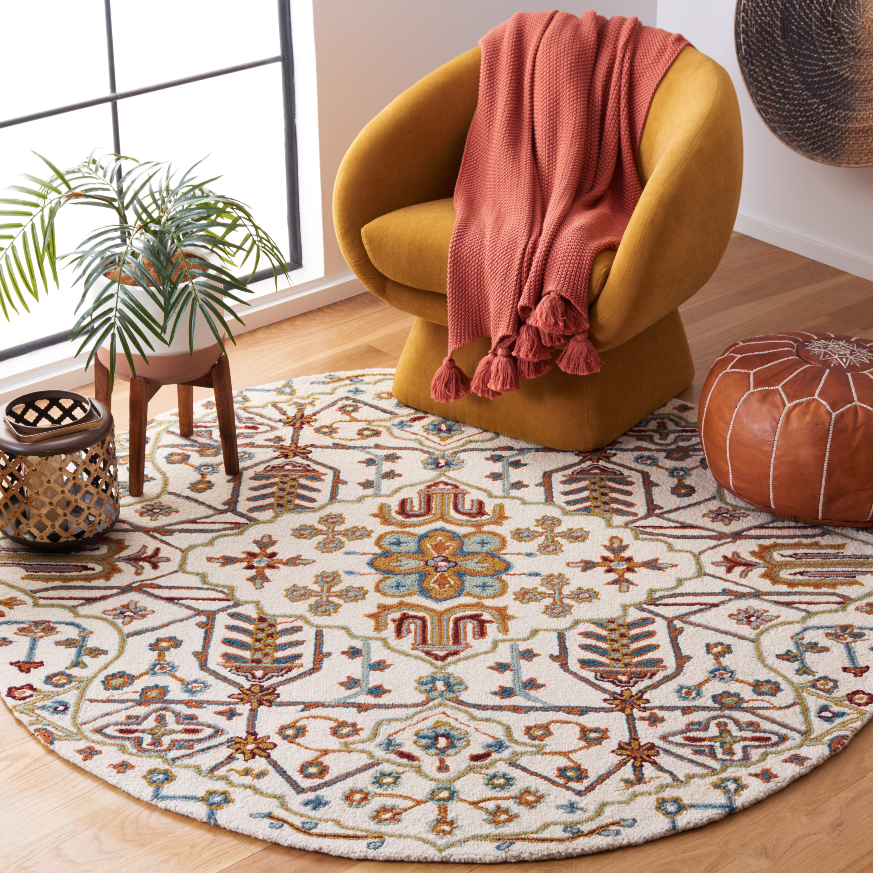  Heritage 278 Ivory/Gray Traditional 6ft x 6ft Round Rug