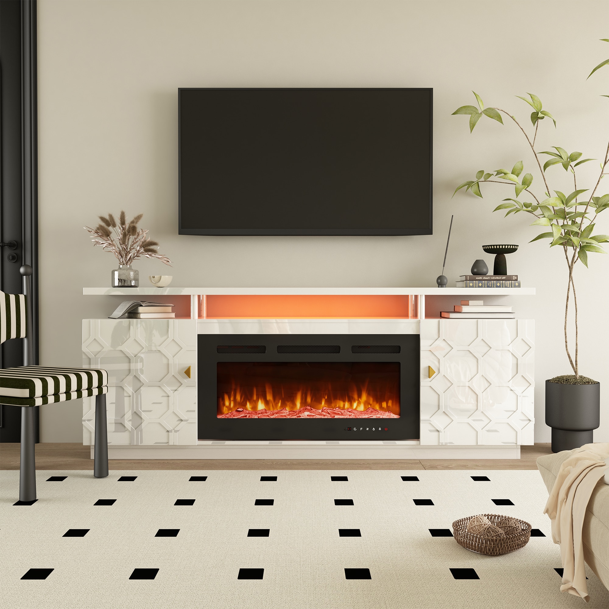 Clihome CL-CYTVS07-WHI Electric-Fireplaces - View #4