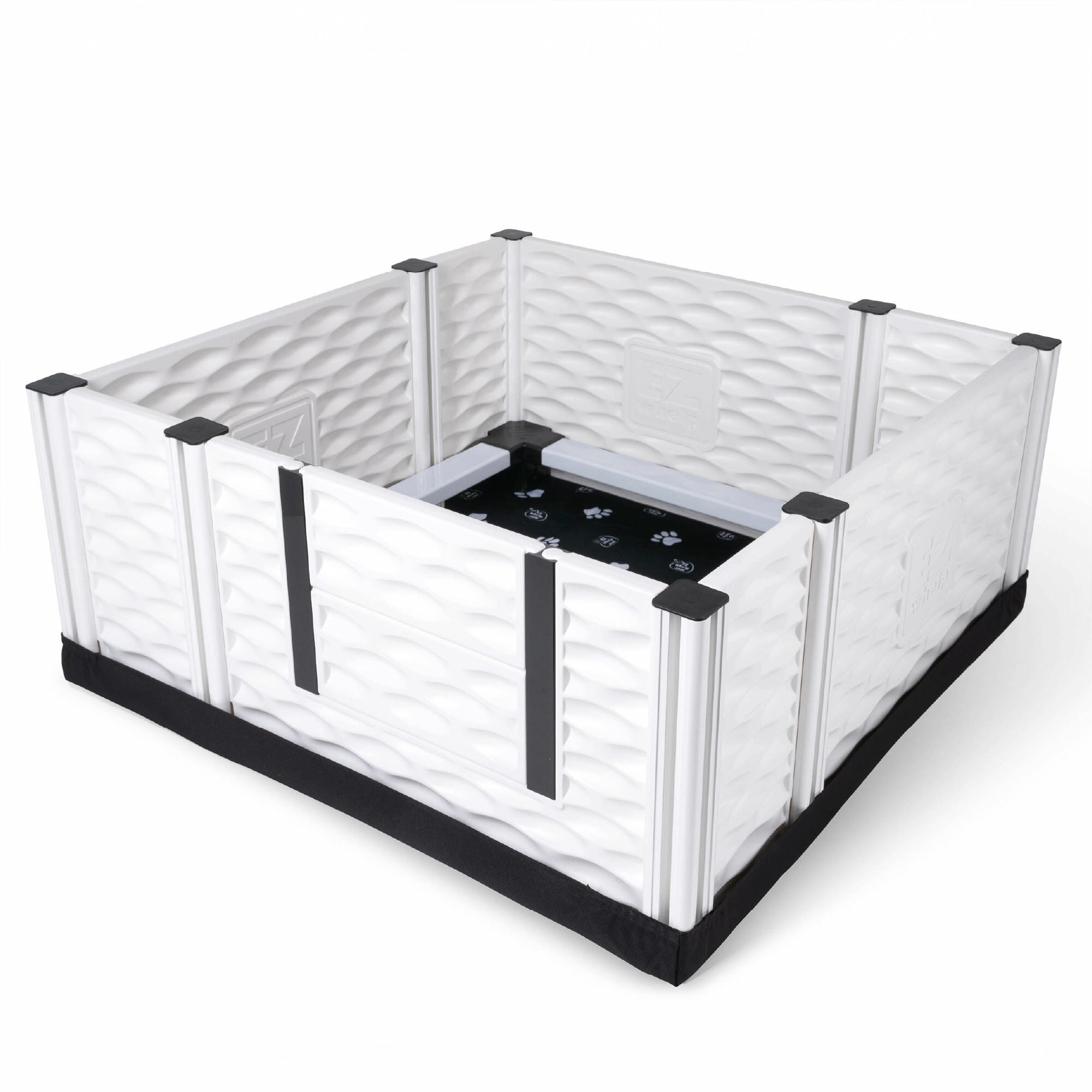 EZwhelp 318560 Medium (26 - 40 lbs.) Plastic Dog Kennel Indoor/Outdoor ( 3.45-Feet L x 3.45-Feet W x 1.5-Feet H )