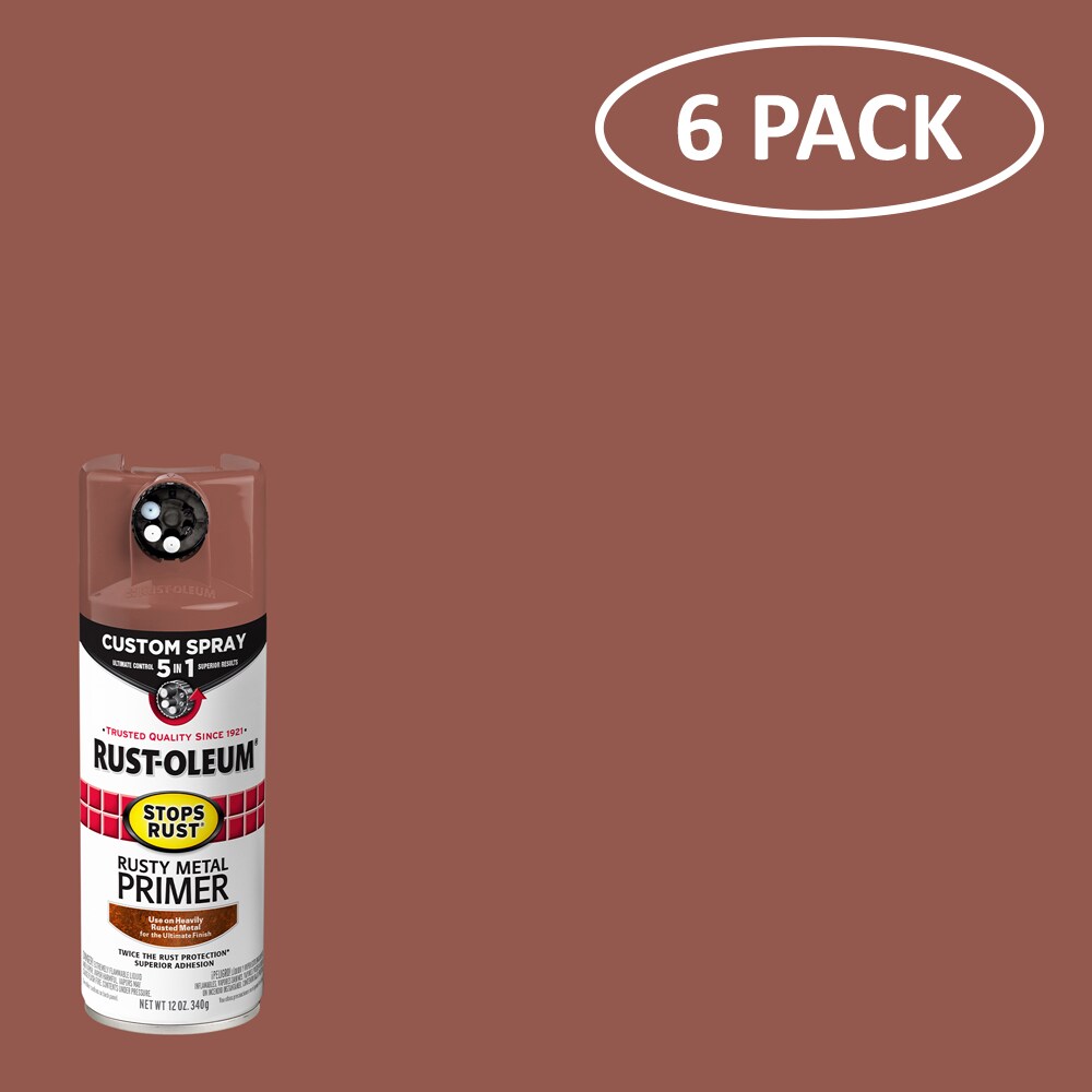 Rust-Oleum 384755SOS Stops Rust 6 -Pack Flat Rusty Metal Spray paint and primer in one ( NET WT. 12-oz )