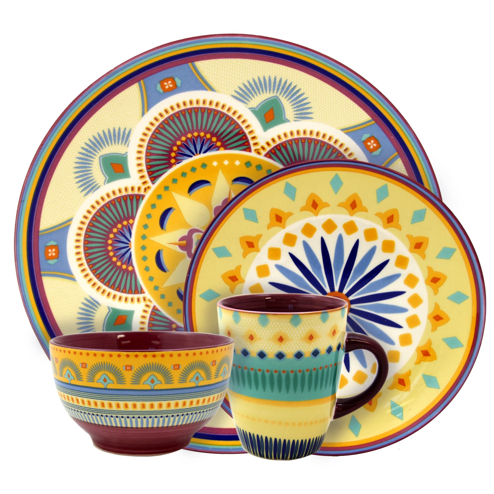 Elama  Puesta De Sol 16 Piece Service for 4 Stoneware Dinnerware Set