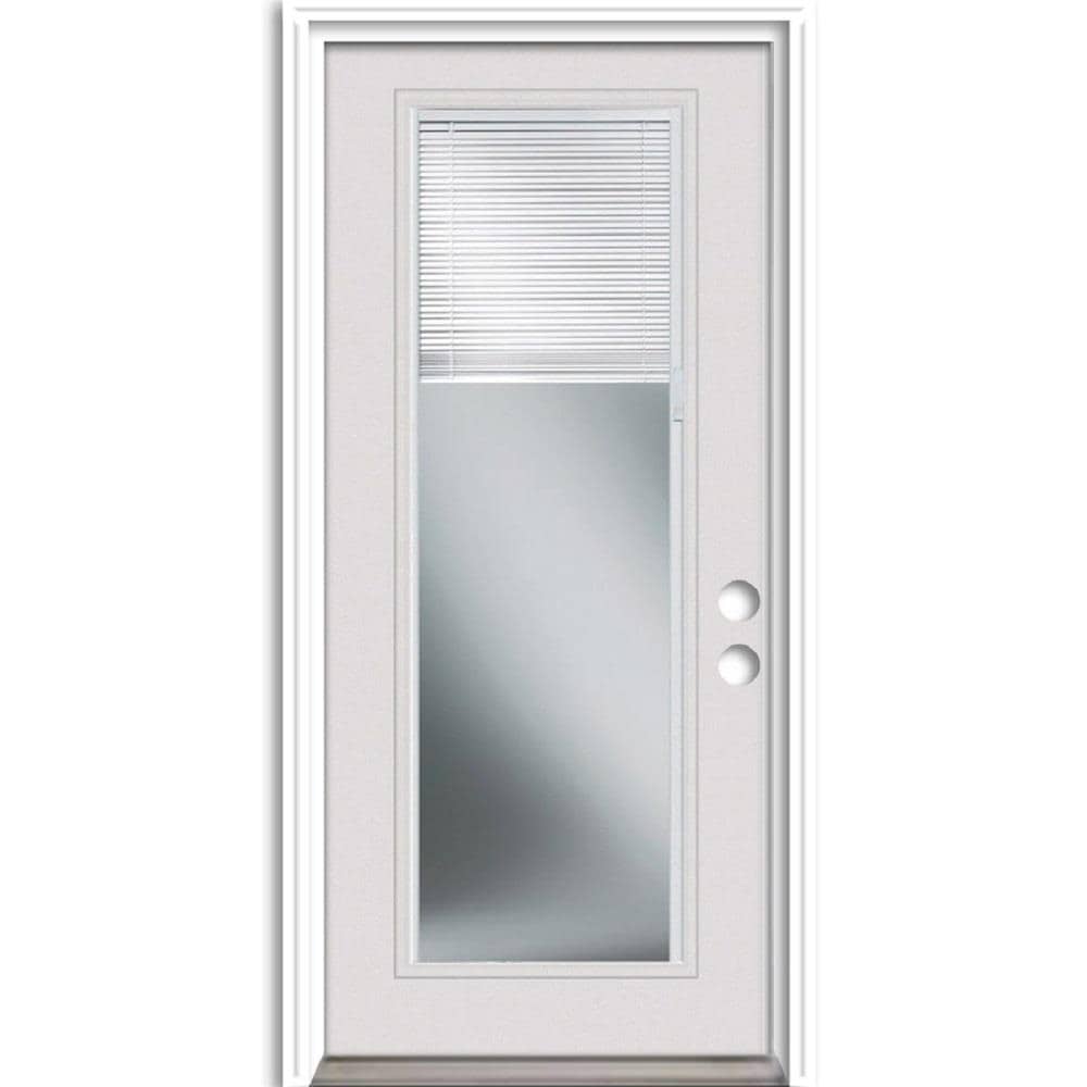 RELIABILT TTBS628689 32-in x 80-in x Steel Full lite Left-hand inswing Ready to paint Unfinished Prehung Front Door with Brickmould Insulating core with Blinds