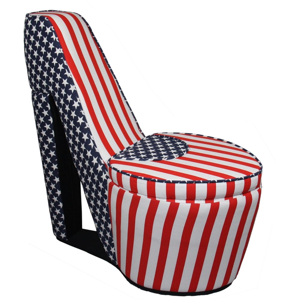 Modern American Flag Print Accent Chair Polyester | - ORE International HB4566