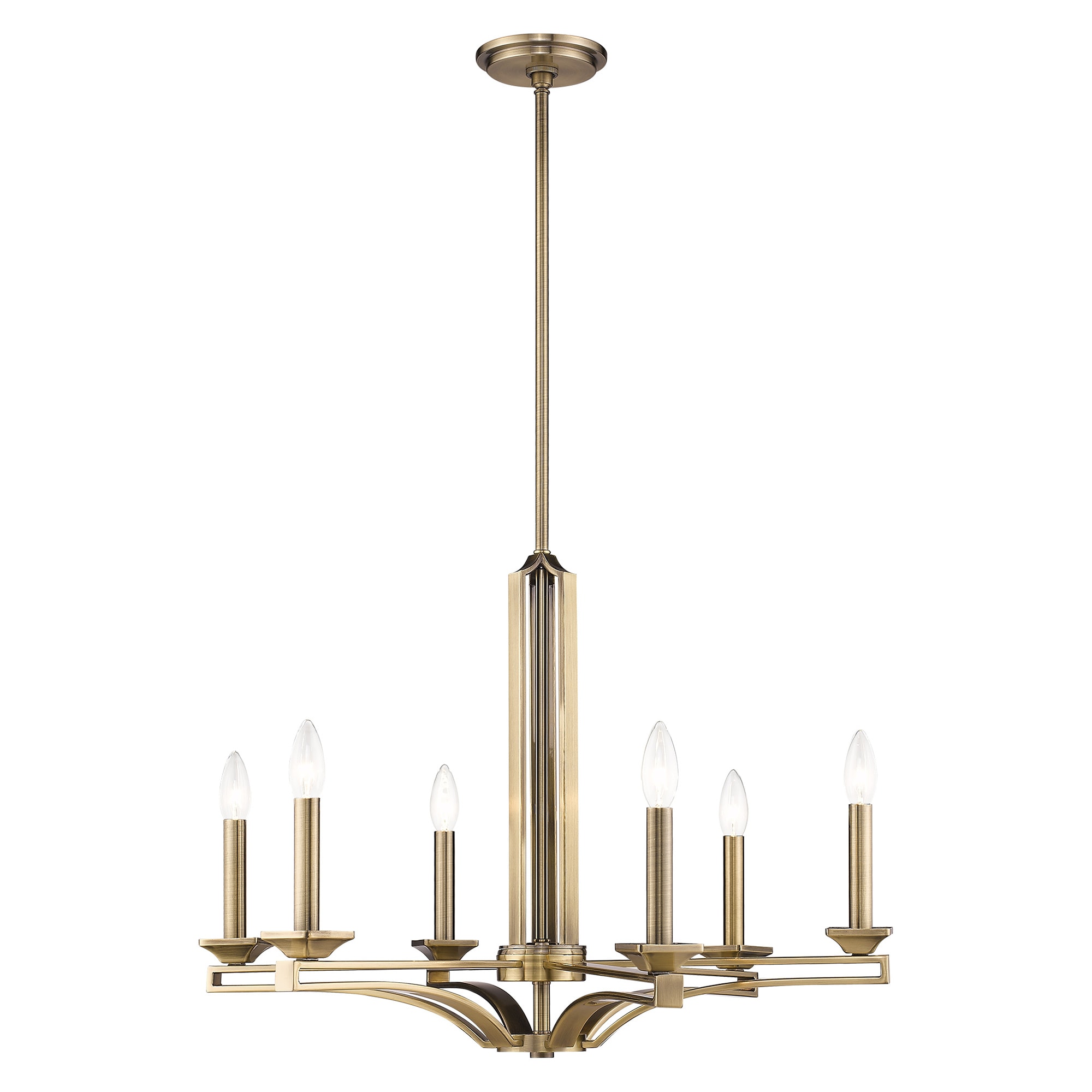 Livex Lighting 40056-01 Trumbull 6 -Light Antique Brass Transitional For Use in Bathrooms, Bedrooms, Dining Rooms, Foyers, Kitchens, Living Rooms Chandelier