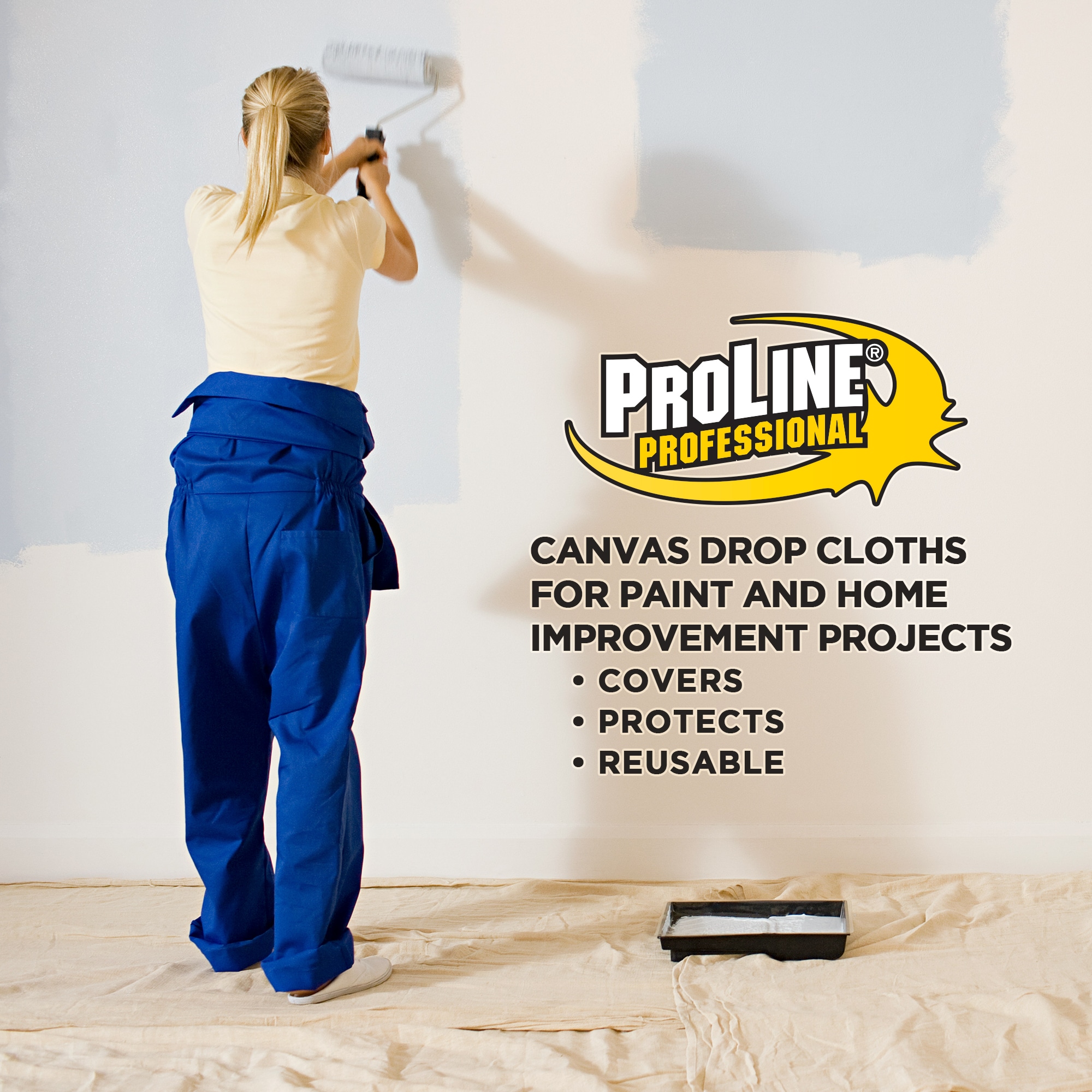 Canvas Drop Cloth for Painting (Size 4 x 15 Feet - Pack of 2) - Pure Cotton  Painters Drop Cloth for Painting, Furniture & Floor Protection - All