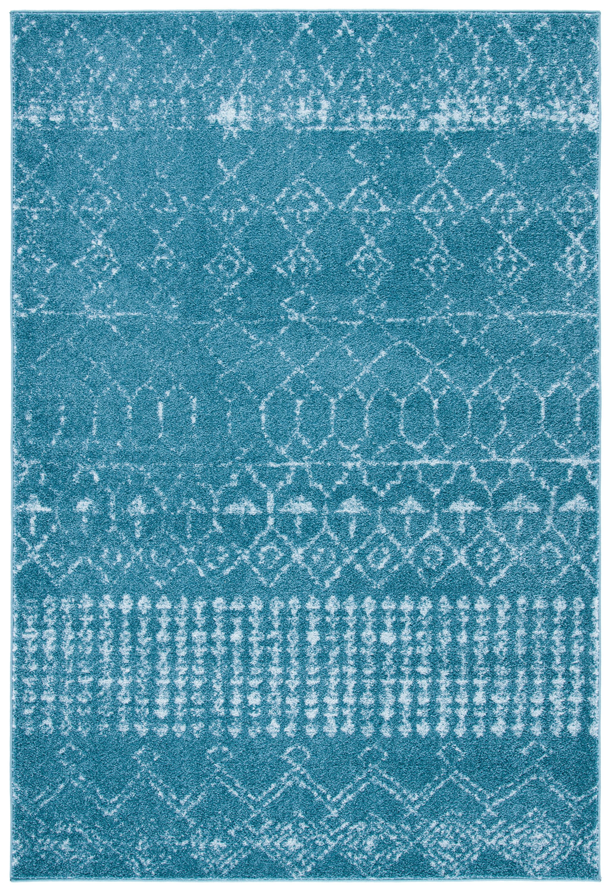 Safavieh TUL229M-5 Tulum Artesia 5 x 8 (ft) Loomed Polypropylene Turquoise/Blue Rectangular Indoor Geometric Bohemian/Eclectic Area rug
